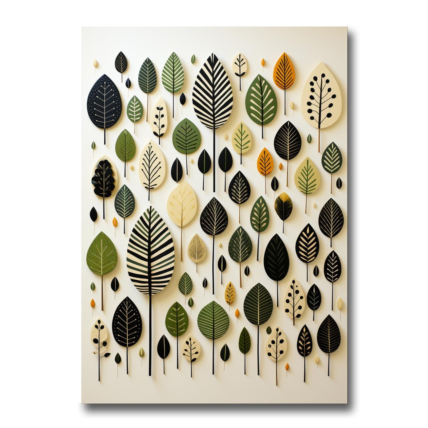 Scandinavian Folk Art, Black and Beige Abstract Botanical Wall Art for Scandinavian Home Decor, Poster Prints, Art Decor