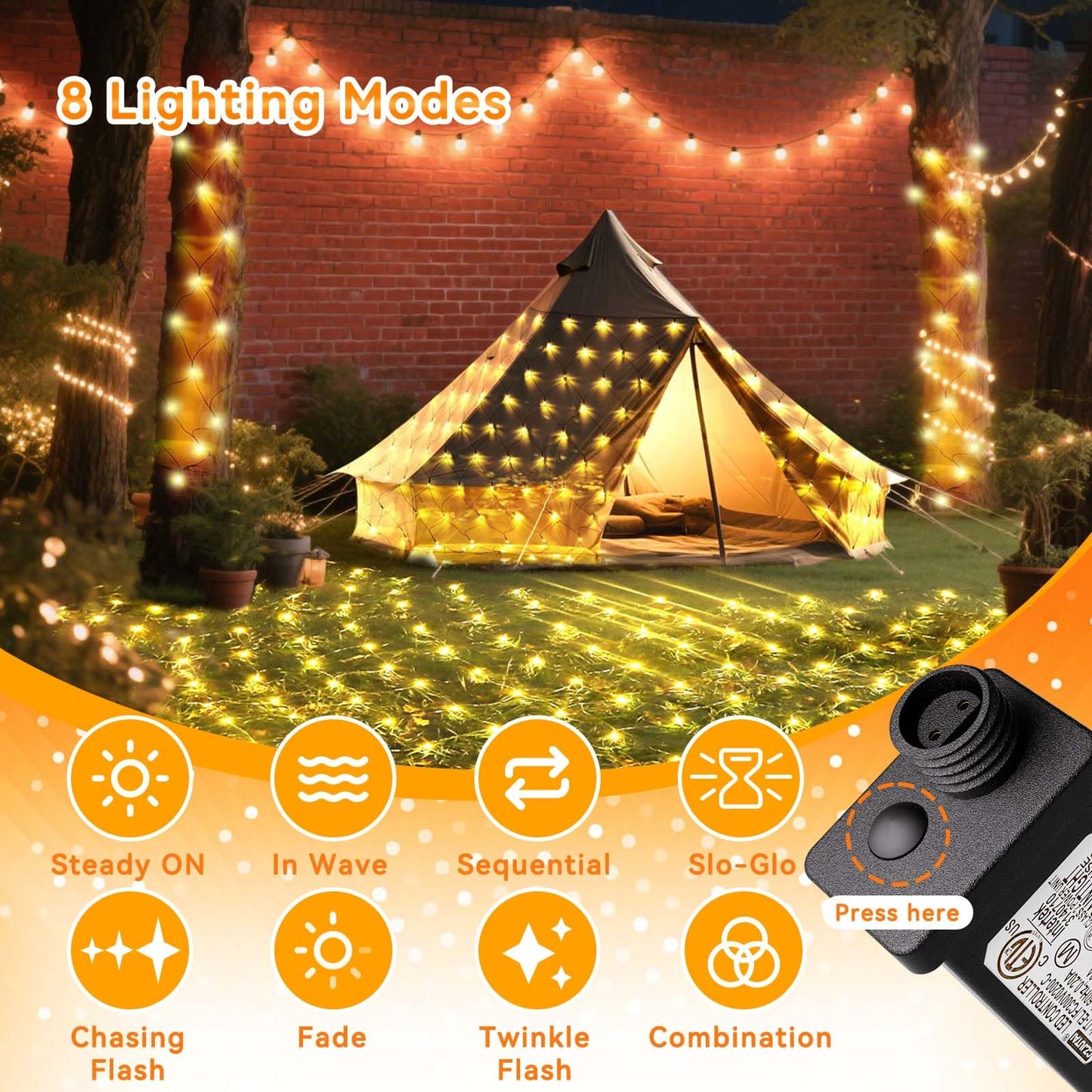 LitHome 21FT x 5FT Christmas Net Lights Outdoor Mesh Lights, 360 LED Warm White Net Light 8 Modes Connectable, Waterproof Giant Christmas Mesh Light Green Wire for Bushes Garden Yard Party Tree Decor