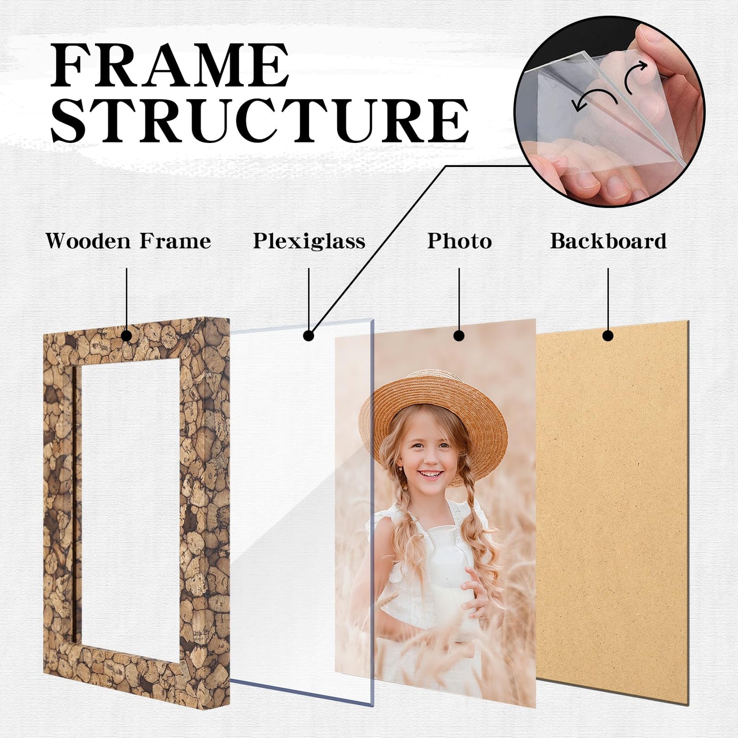 ORIVAN 4x6 Picture Frame Display 4x6 Picture Stone Brown Photo Frame for Wall and Tabletop Decoration
