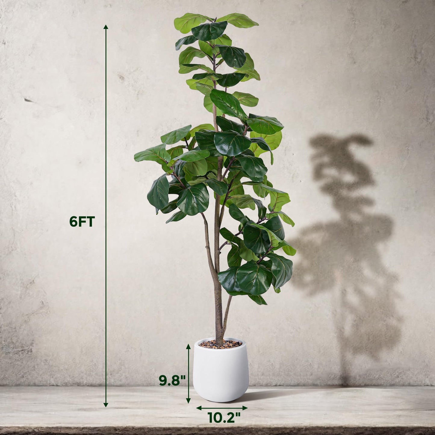 Jocoevol Artificial Fiddle Leaf Tree, 6ft Faux Plant Fake Ficus Lyrata Trees with White Planter, Artificial Fig Trees Floor Plants for House Office Living Room Indoor Home Decor, Housewarming Gift