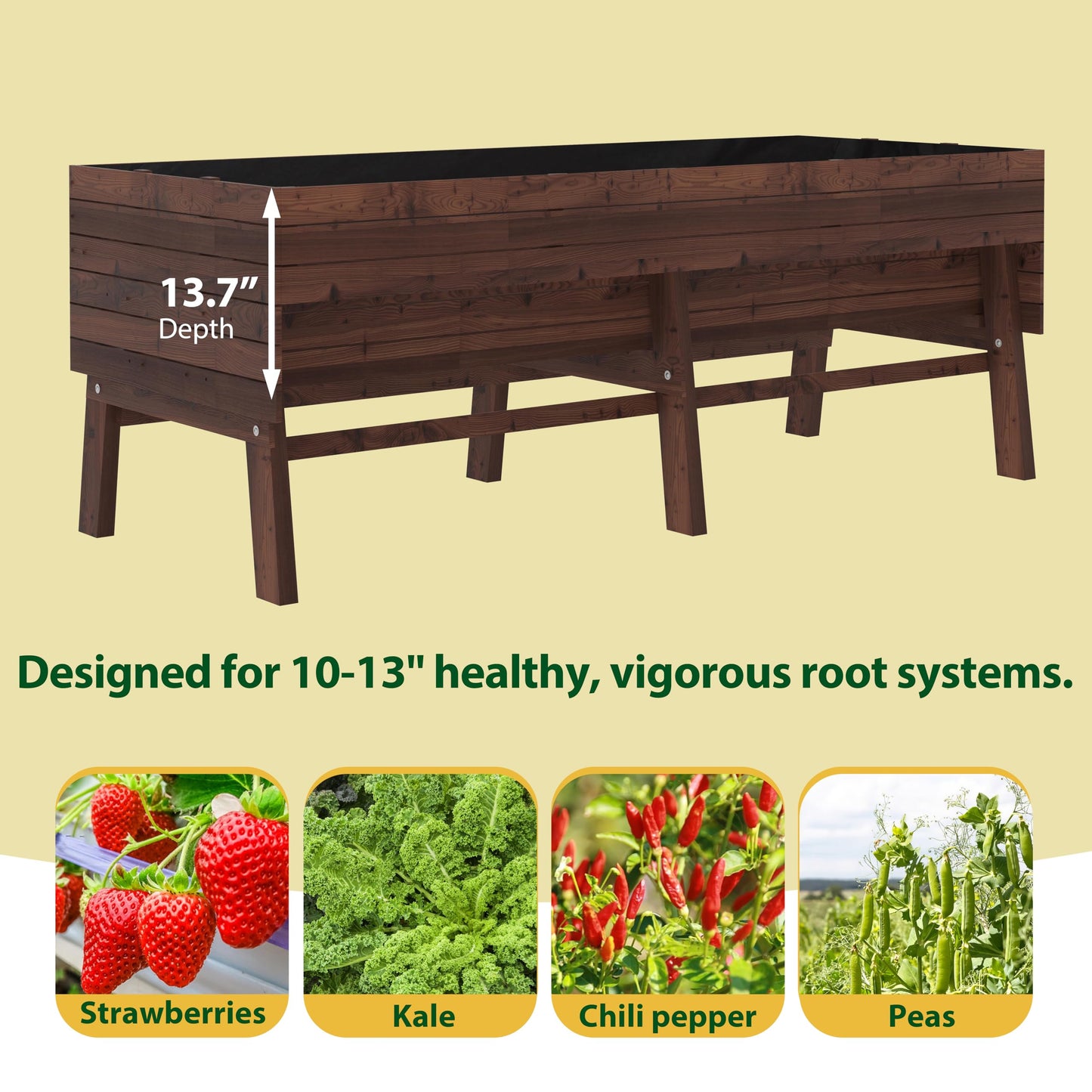 BlueWish Cedar Raised Garden Bed, 28.5" H Planter Boxes Outdoor with Detachable Black Liner, Drainage Holes, Raised Beds for Gardening, Vegetable, Flower, Rustic