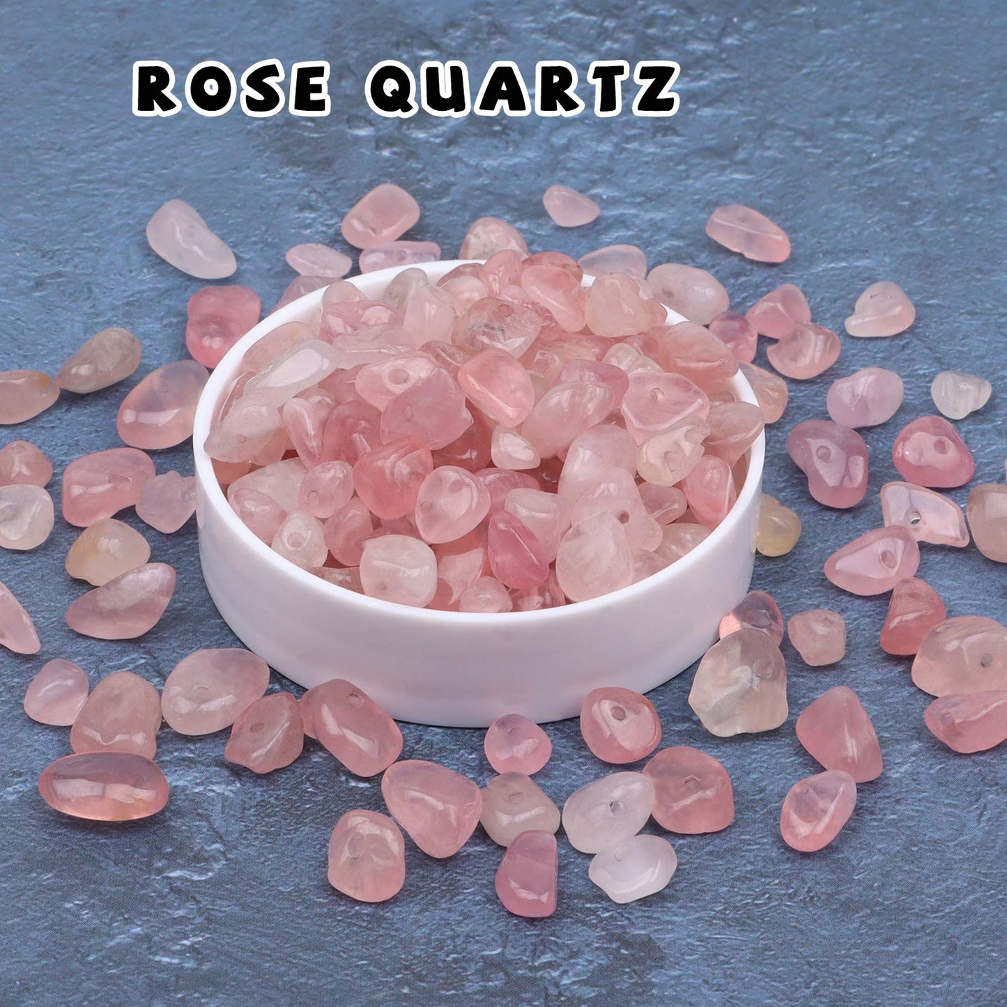 500 pcs Natural Chip Stone Beads, Rose Quartz 5-8 mm Irregular Gemstones Healing Crystal Loose Rocks Bead Hole Drilled for Jewelry Making Bracelet