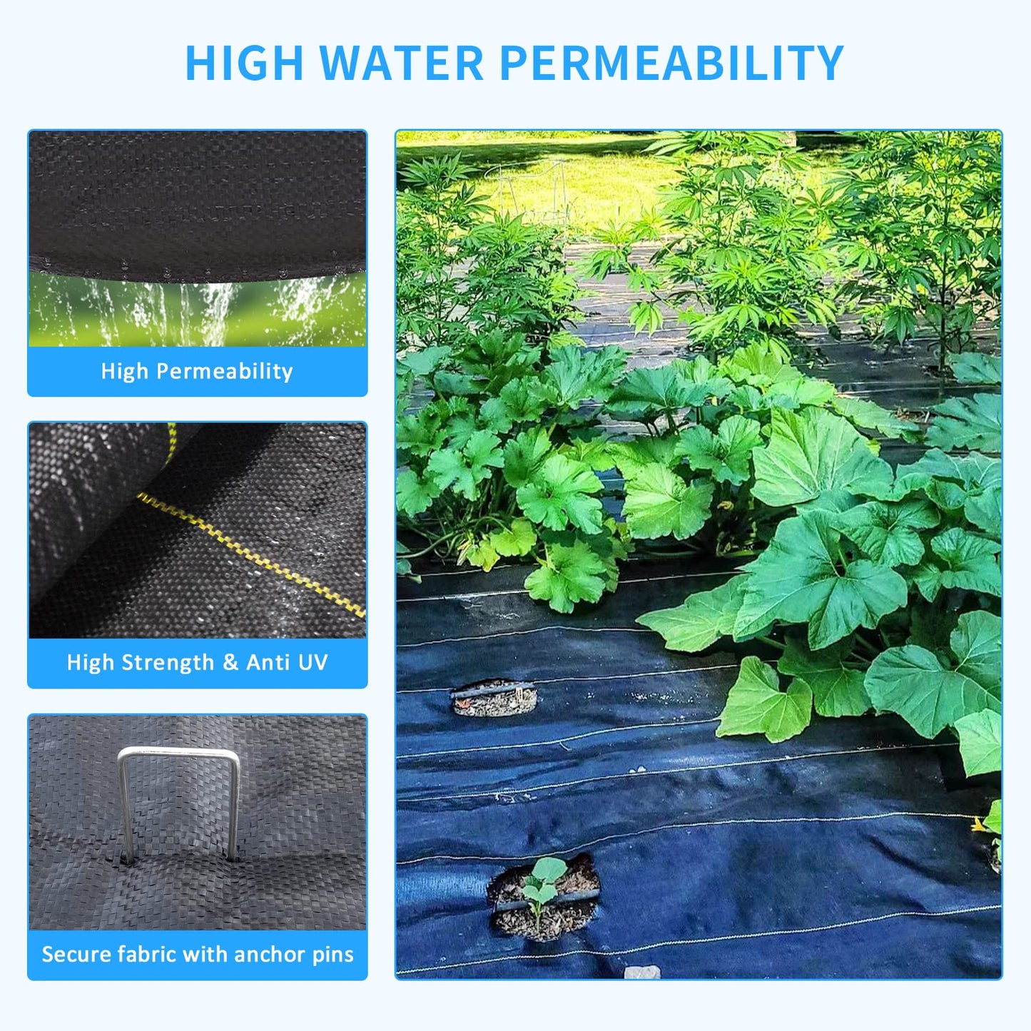 Sunocity 6ft x300ft Black Weed Barrier 3.5oz Landscape Premium Fabric-Heavy Duty Woven Ground Cloth with Superior Permeability Weed Control Convenient Design