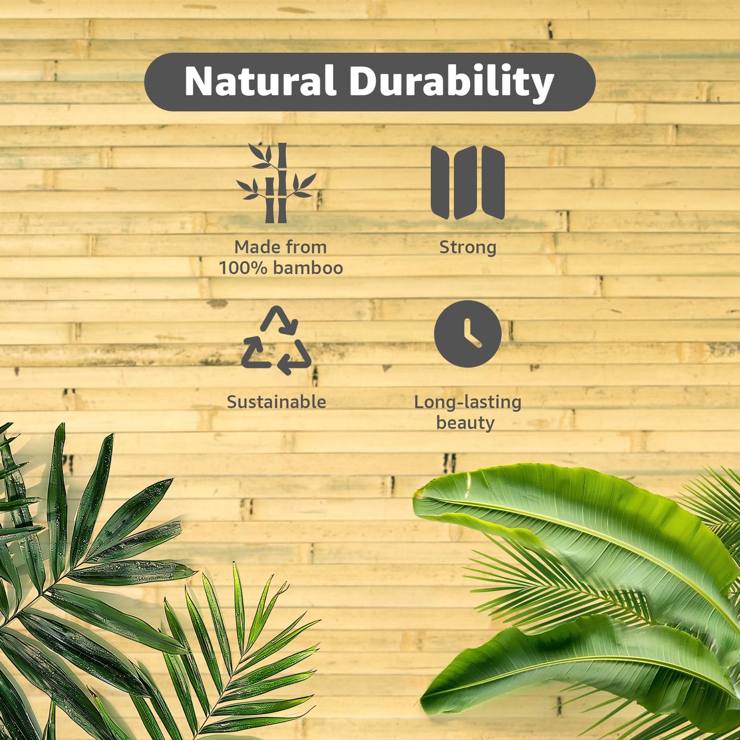 Art3d Natural Bamboo Wall Panel for Interior Wall Decor, Renewable Pole Wrap Wainscoting Paneling for Wall Ceiling Furniture Cabinet Office, 48 x 96 Inch - Natural