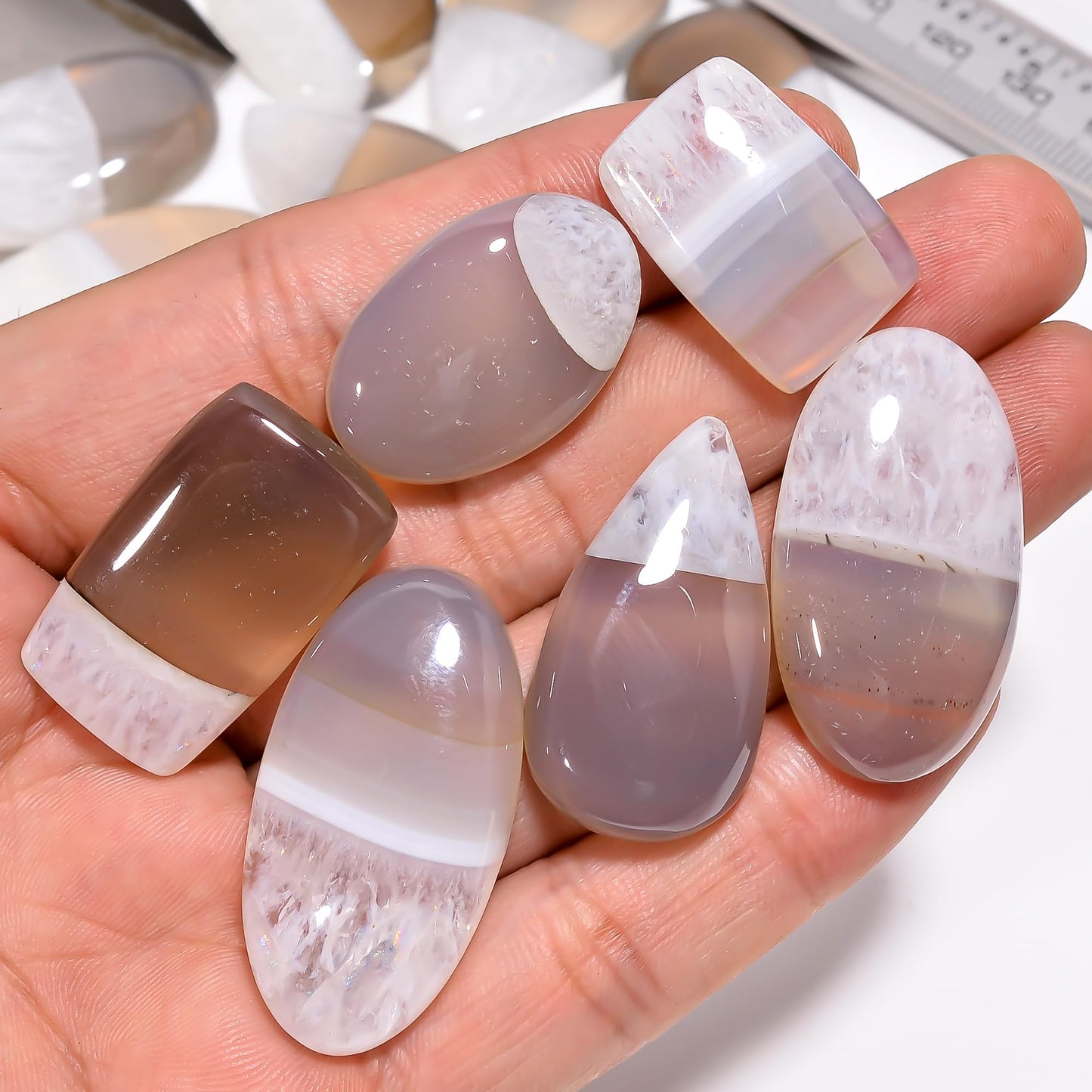 GEMKORA 90+ cts Natural Solar Quartz Gemstone Wholesale Cabochons Lot, Jewelry Making Loose Gemstone, Polished Home Decor, DIY, Wire Wrapping, Reiki, Healing Crystals, Bulk Gemstone Deal