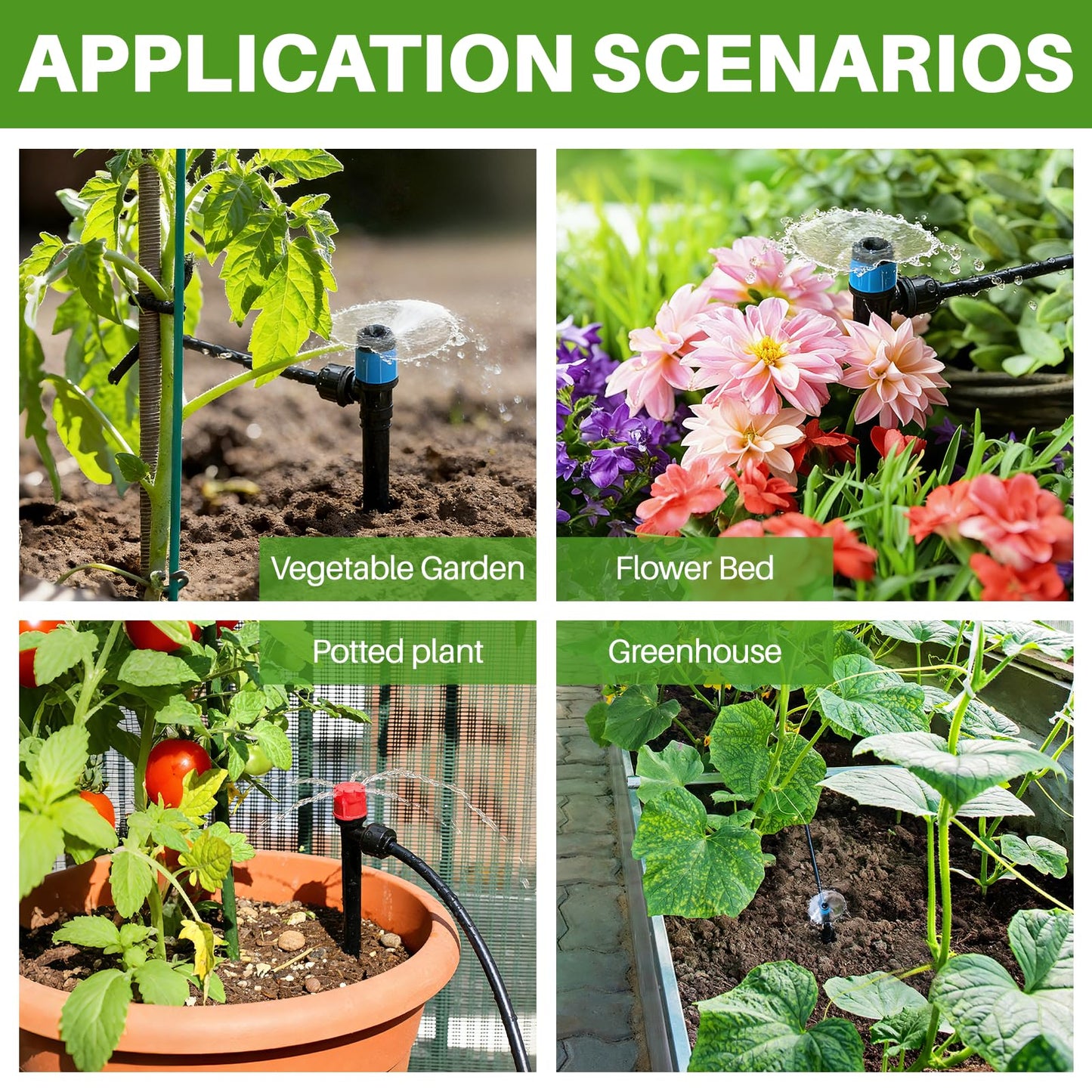 Drip Irrigation System, Automatic Garden Watering Kit, Quick-Connect Watering Misting Drip Irrigation System for Greenhouses,Yards,Lawns,Raised Beds,with 98ft 1/4''& 49ft 1/2" Tubing and Accessories