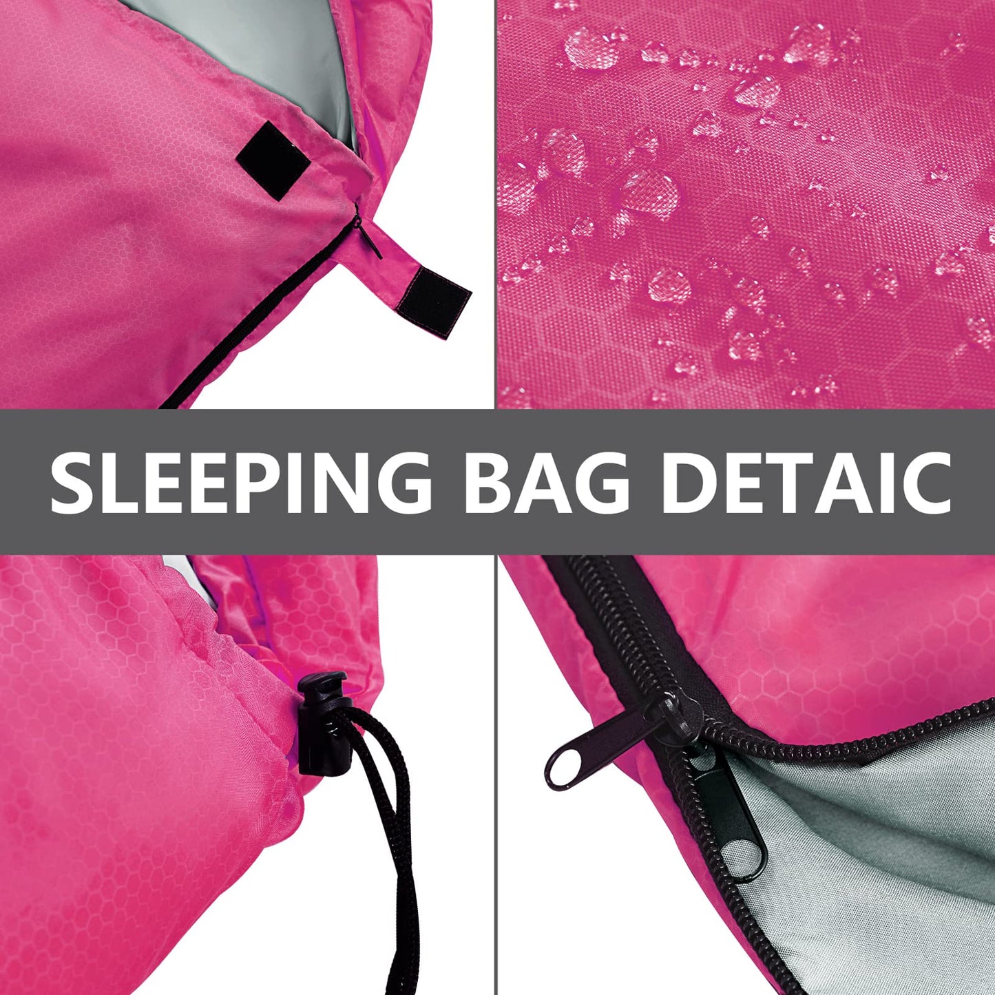 ORTHOMTEX Sleeping Bags for Adults,Teens and Kids Girls-Warm & Cold Weather Lightweight,Waterproof Backpack,Great for 3-4 Seasons Hiking,Camping and Outdoor Mountaineering(Pink/Right Zip)