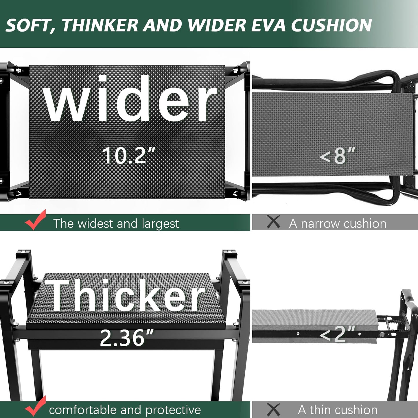 FLINTER Wider Garden Kneeler and Seat, Heavy Duty Thick Gardening Bench for Kneeling and Seat - Garden Kneelers for Seniors, Gardening Stools for Women, Grandparents, Gardeners, Black