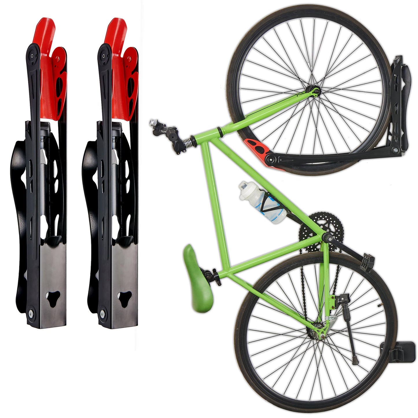 Wallmaster BIKEPAL Swivel Bike Rack, Wall Mounted Vertical Bike Storage Hanger, Space Saving for Home and Garage, 2 Pack