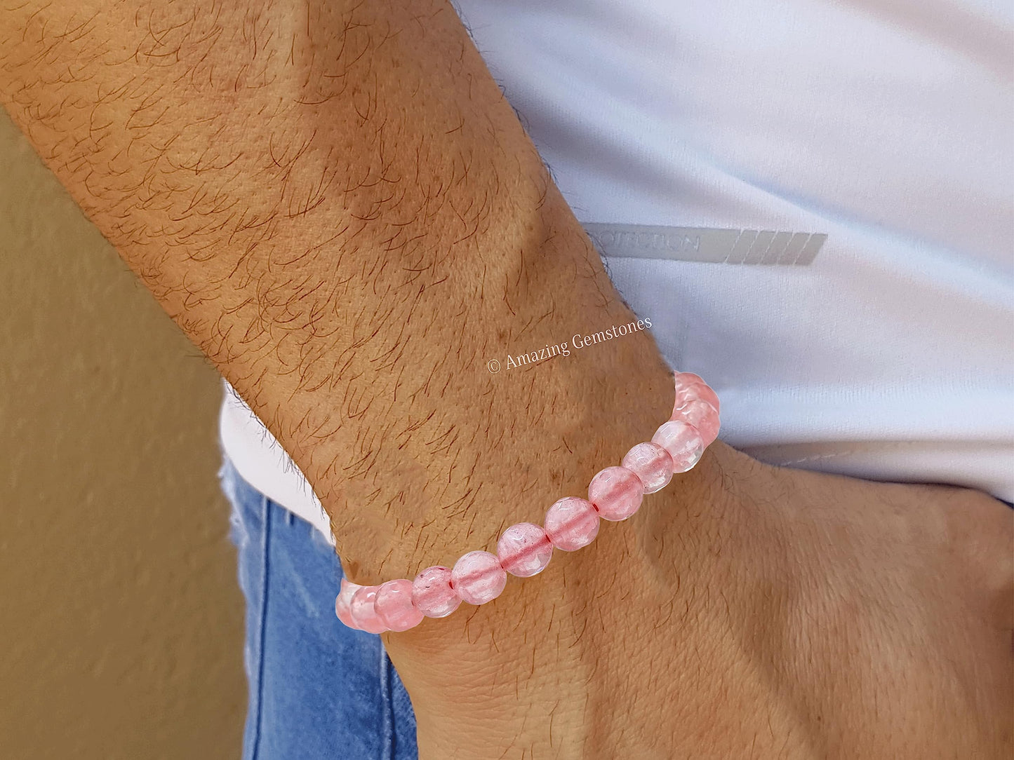Amazing Gemstone Cherry Quartz Bracelet for Women - Chakra Mens Bracelet Protection Crystals and Healing Stones - Blessing Bracelet Spiritual Meditation Gift Christmas Stocking