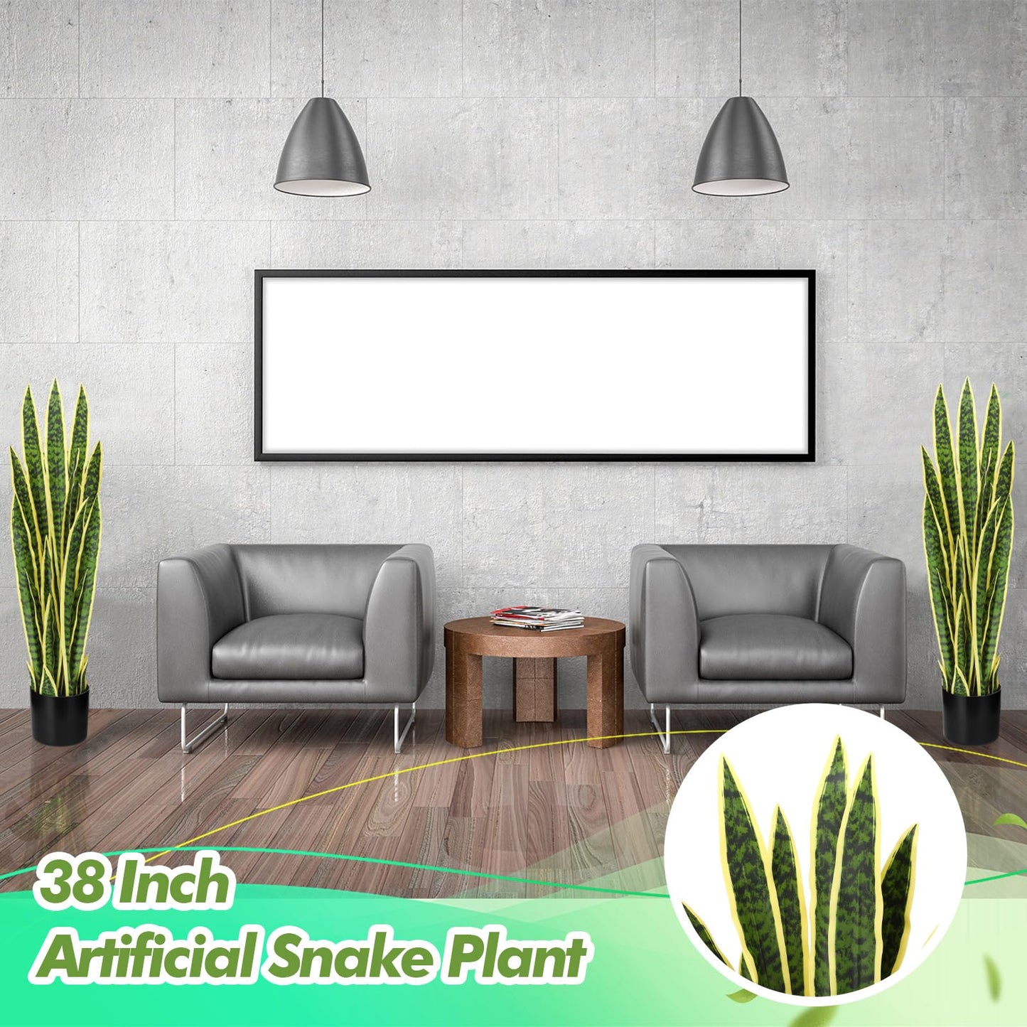 Crowye 4 Pack 3.15 Ft Tall Artificial Snake Plant Faux Sansevieria Plant Large Fake Snake Bulk in Pot for Home Office Housewarming Gift
