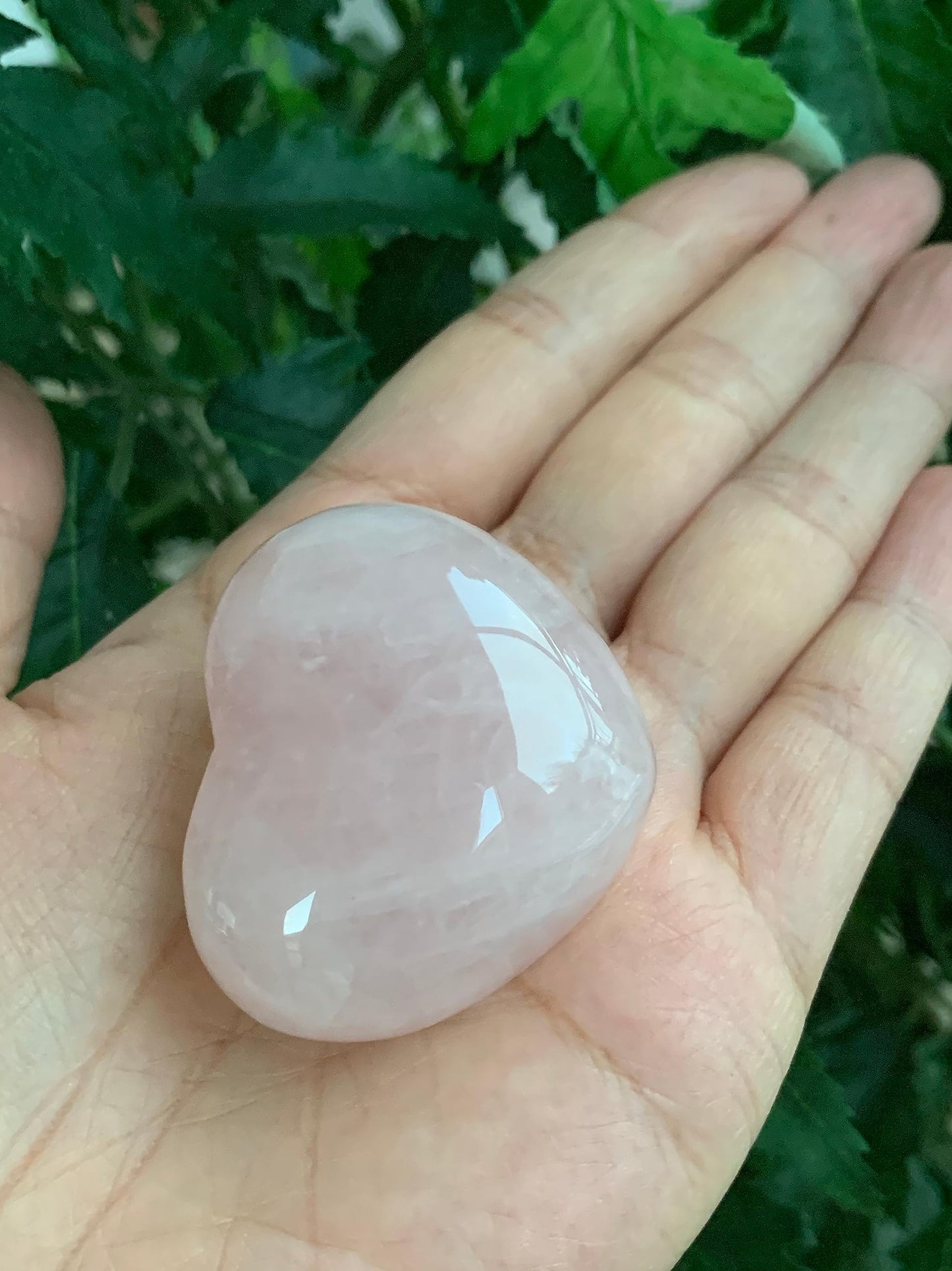 GAF TREASURES Rose Quartz Gemstone Hearts, Polished Rose Quartz Puffy Hearts, Rose Quartz Crystal Palm Stone, Rose Quartz Healing Crystal Hearts (1 Heart)