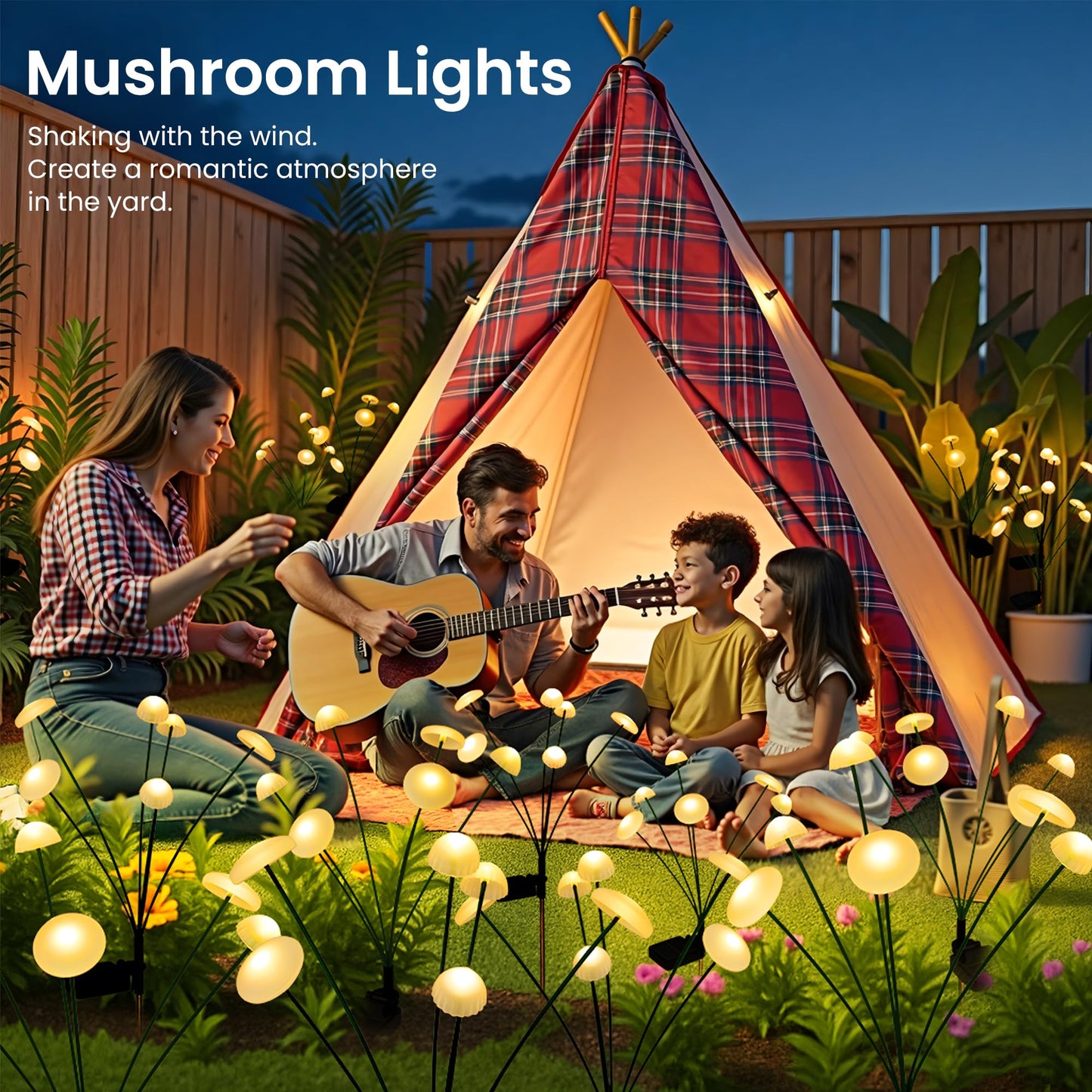 SUNCKET Solar Garden Lights, 2pack Solar Fairy Lights for Outside, Swaying Mushroom Lights Outdoor Decorative, Waterproof Light Decor for Yard,Lawn,Patio,Pathway Decoration(Warm White)