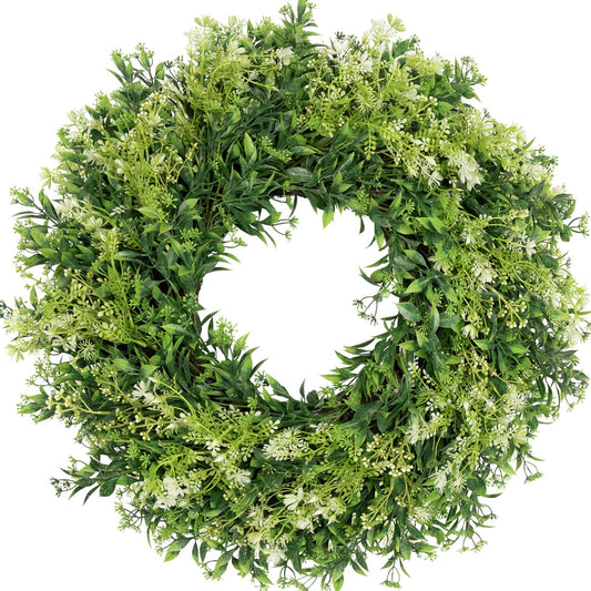 JDKPK 28 Inch Large Eucalyptus Wreaths for Front Door Artificial Green Leaves Greenery Indoor Outdoor Wreath Home Decor Porch Window Wall Farmhouse Door Decorations Spring Summer Fall All Seasons