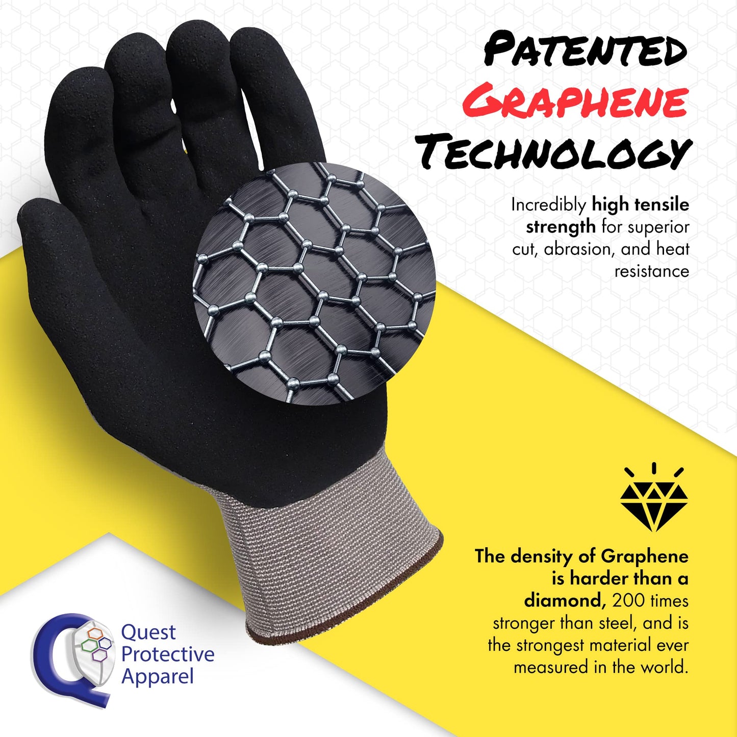 Quest Protective Apparel Cut Resistant Work Gloves (ANSI A1) – Lightweight Graphene Gloves for Gardening, DIY, Mechanical & General Handling – Breathable Grip Gloves for Men & Women – Large, Pack of 1