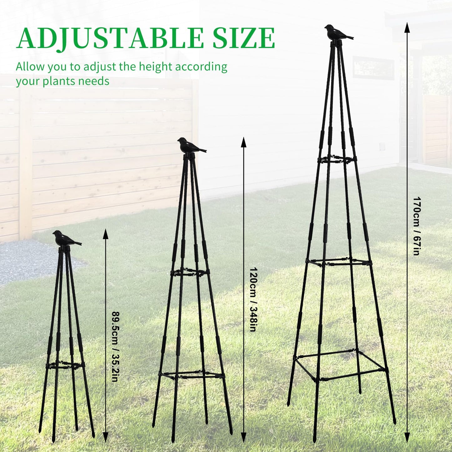 Lalahoni Garden Trellis for Climbing Plants, 67inch Tall Garden Obelisk Trellis for Climbing Potted Plant Outdoor Support Vine Flower Rose Vegetable Tomato Cucumber Trellis, Lightweight, 2 Pack