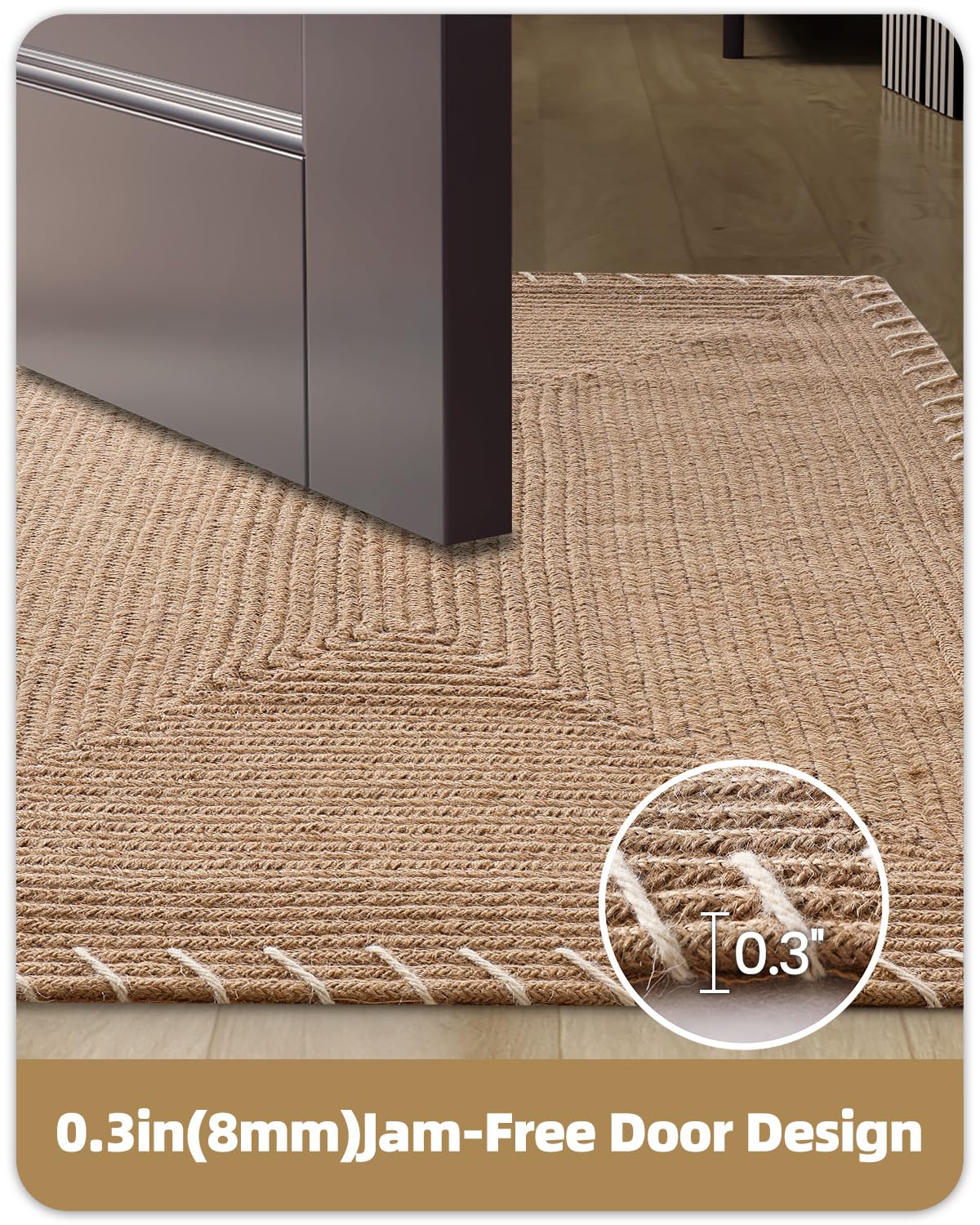 Color&Geometry Handwoven Jute Entry Rug - Natural Textured Front Door Mat 32"x48", Non-Slip Durable & Eco-Friendly Doormat for High-Traffic Entrance, Rustic Farmhouse Welcome Mat, Jute Sand