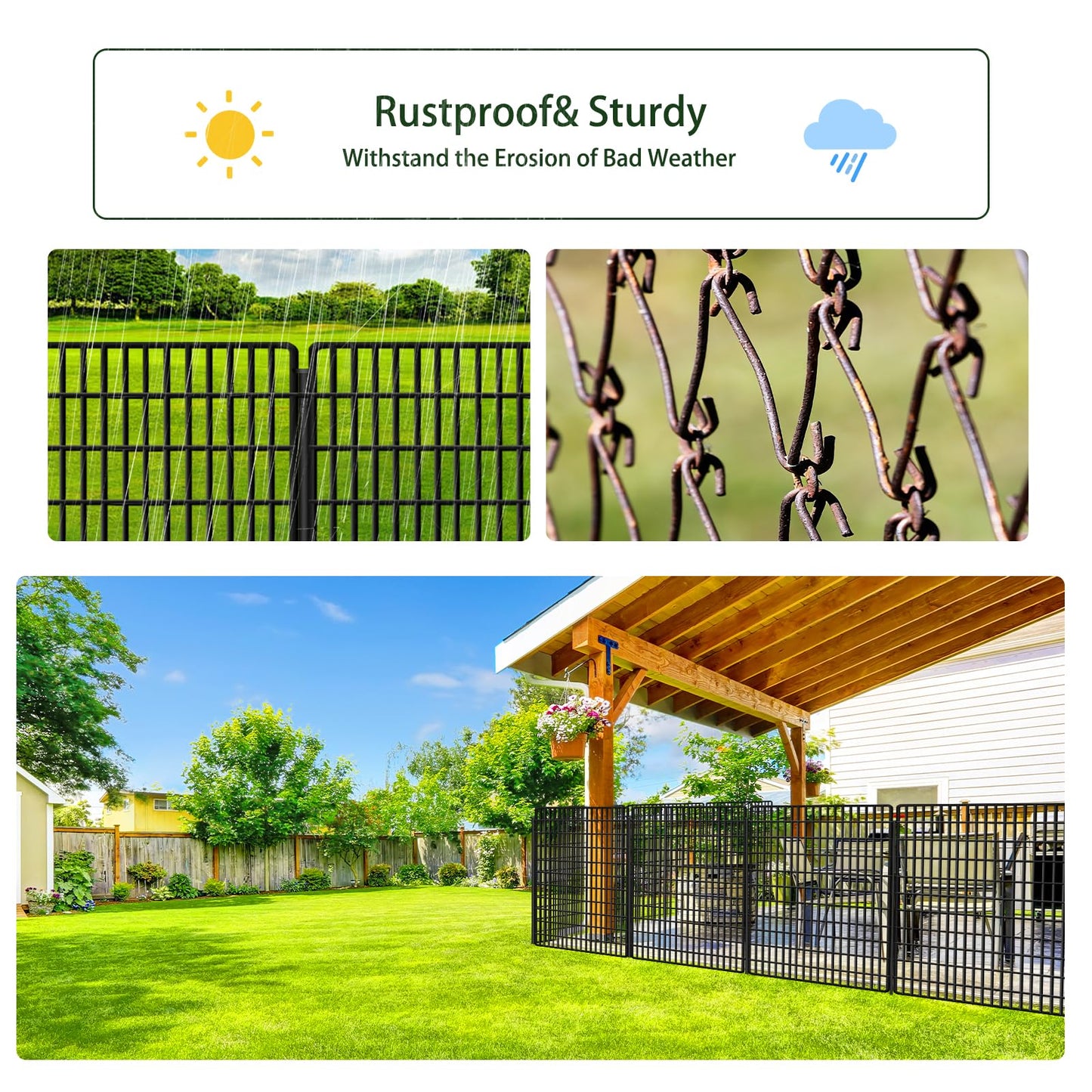 ULIOK 14 Panels Decorative Garden Fence Animal Barrier, Dog Fence Outdoor for Yard, 36 in(H) X 35.36 ft(W) No Dig Garden Fencing Outdoor, Dogs Rabbits Blocker Metal Wire Decorac Fences for Yard, Patio