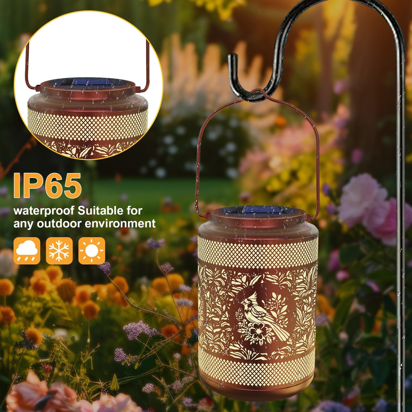 Birthday Gifts for Women Mom Grandma Solar Lanterns Outdoor Waterproof Mushroom Garden Decor Hanging Metal Lights Outside for Yard,Patio,Backyard,Porch (Hummingbird)