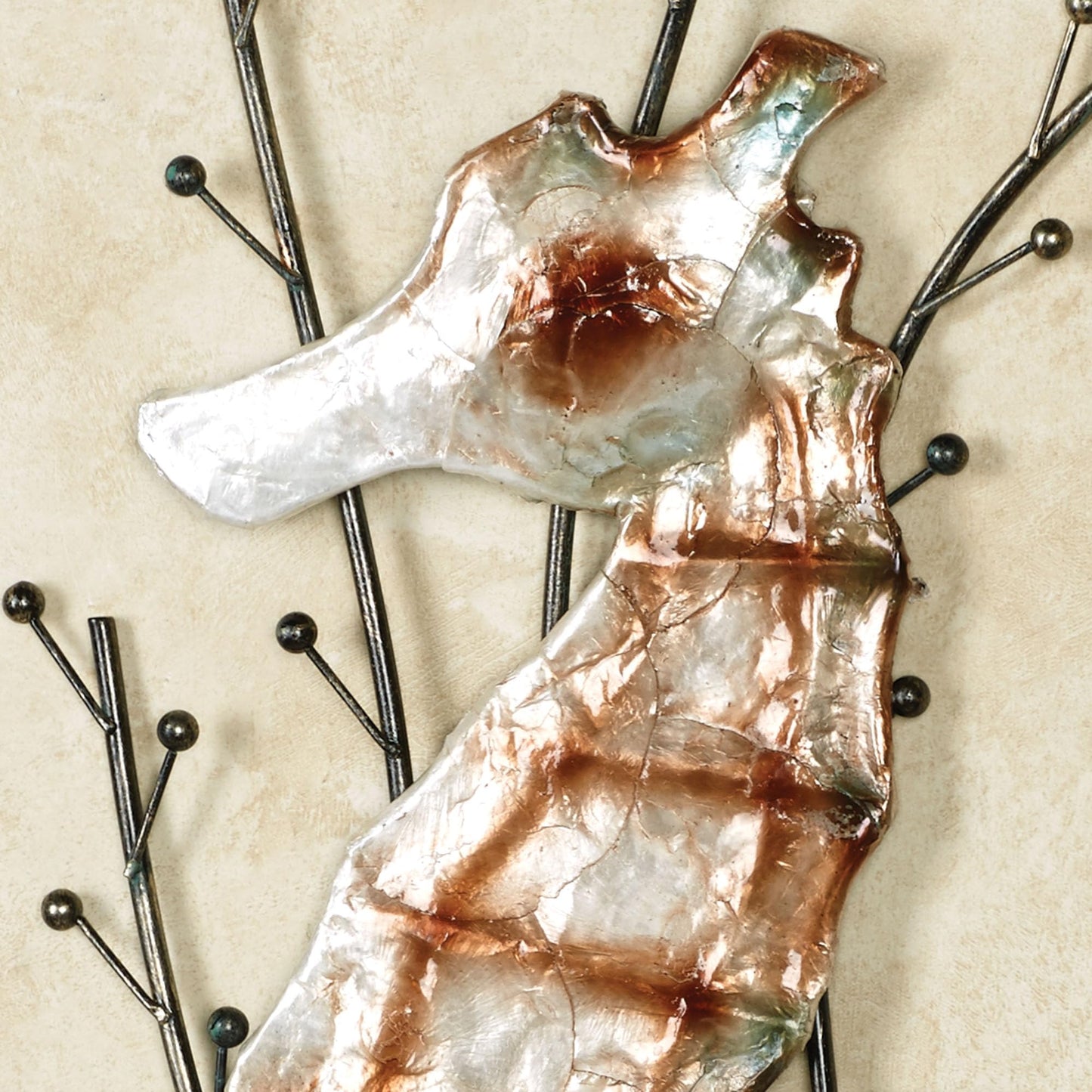 Touch of Class Atlantic Seahorse Metal Wall Sculpture Brown One Size - Coastal Style - Ocean Theme Decor - Metal and Capiz Shell Nautical Beach Themed Art for Bathroom, Bedroom - 31 Inches High