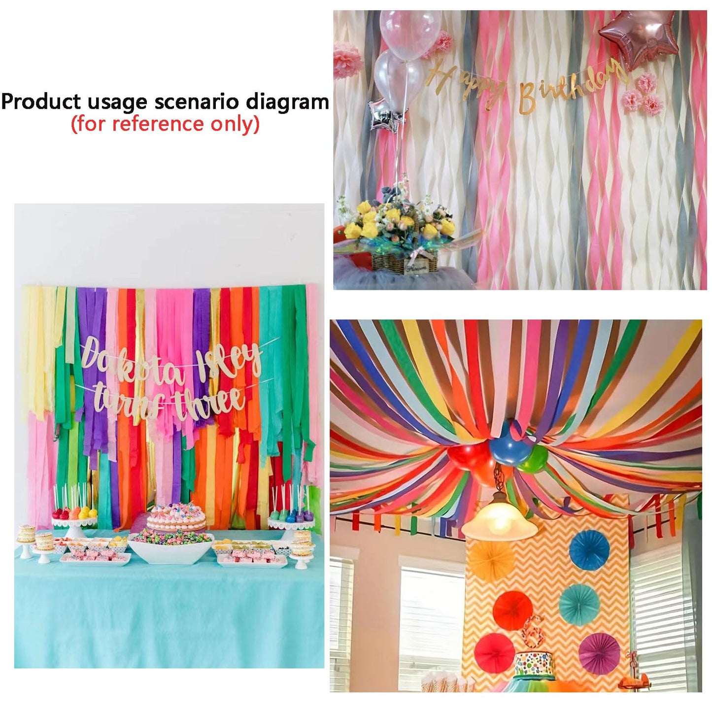 We Moment Black and Blue Silvery Crepe Paper Streamers Party Streamer 1.8 Inch Widening 6 Rolls,Black Blue Party Decorations Streamer 82 feet per roll for Birthday Party Decorations