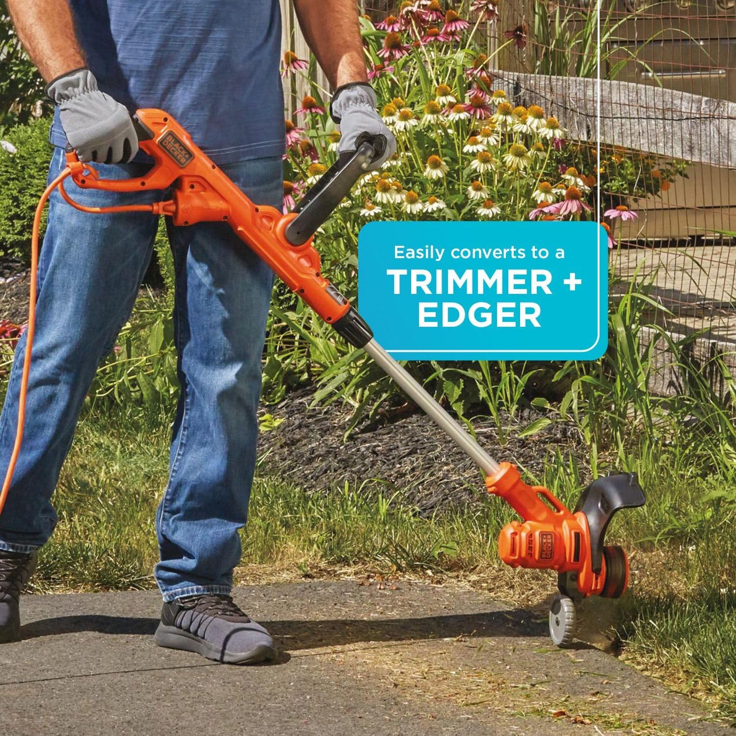 BLACK+DECKER Electric Lawn Mower, Weed Eater and Edger 3-in-1 Combo, Corded 12-Inch 6.5 Amp Electric Weed Wacker and Compact Push Mower (BESTA512CM)