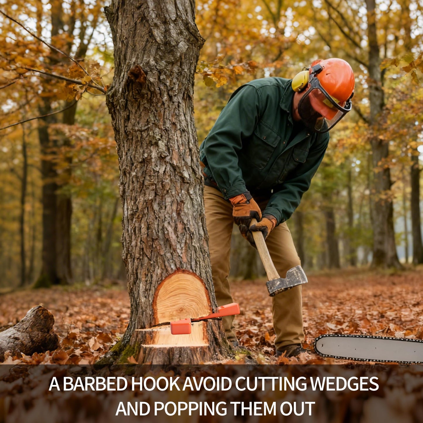Skyward 6 Pack Spiked Logging Wedges, 5.5" Orange ABS Plastic Tree-Cutting Wedges for Safe Tree Cutting, Wood-Cutting Tools (5.5")