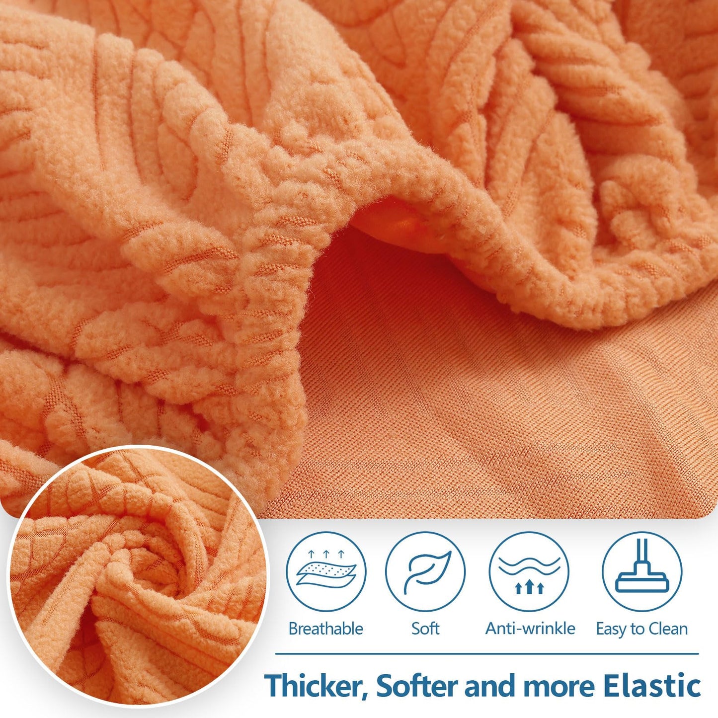 hyha Individual Couch Cushion Covers, Stretch Magic Sofa Seat Cushion Covers Washable, Dog Couch Sofa Slipcover for Pets, Kid with Elastic Bottom(Medium, Orange)