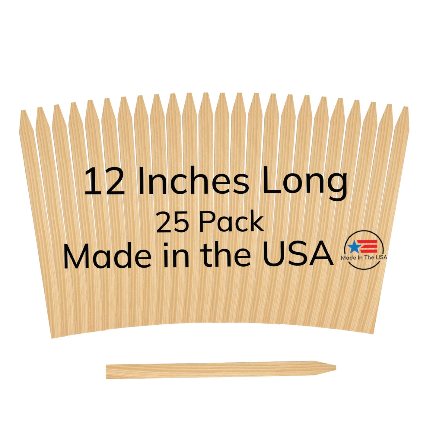25 Pack 12" Wood Stakes for Garden Marking Survey Grading Paint Stirring Stick Model Building Shim Landscaping Plant Support and Crafts 12 Inch Made in THE USA by LABELSPLASH