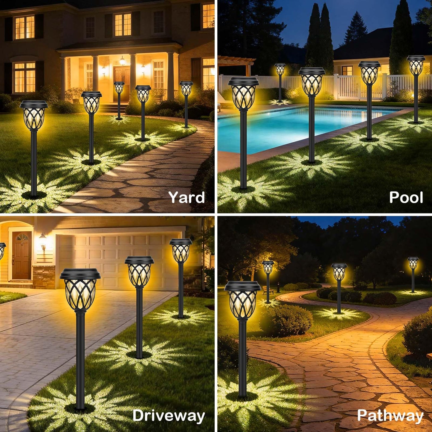 ruhotili Solar Lights Outdoor 8 Pack Solar Garden Lights Waterproof IP65 Solar Landscape Lights Solar Pathway Lights for Patio, Yard, Driveway Decoration (Warm White