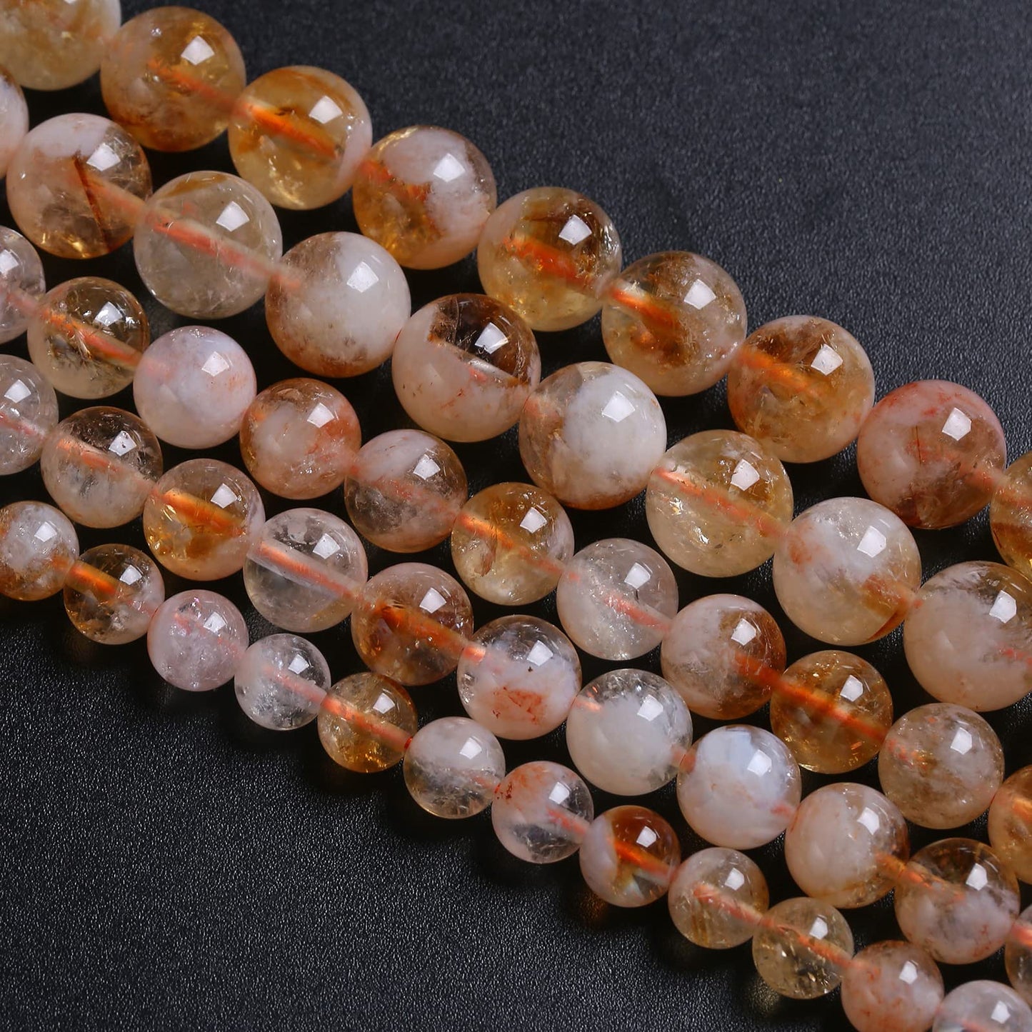 4MM 86PCS Natural Stone Citrine A Grade Quartz Crystal Loose Beads for Jewelry Making DIY Bracelet Necklace 1 Strand 15’’