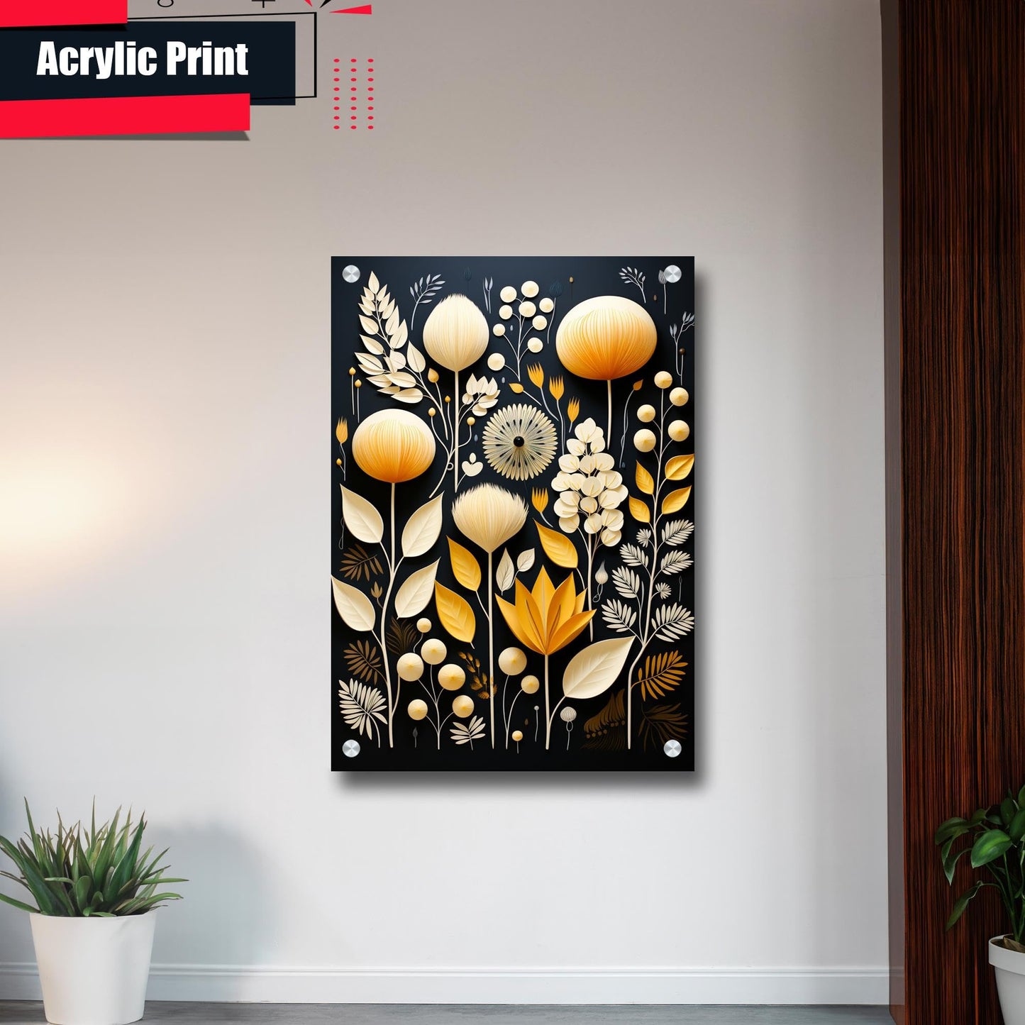 Scandinavian Folk Art, Black and Beige Abstract Botanical Wall Art for Scandinavian Home Decor, Decor Poster, Wall Decor