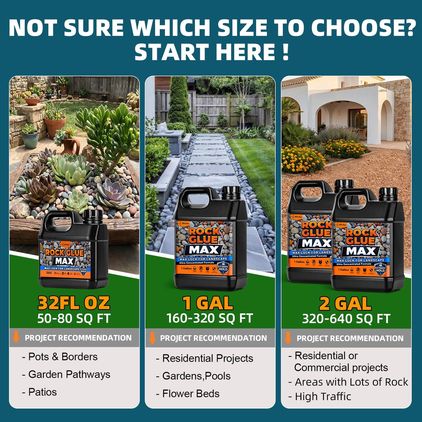 JDicton Rock Glue for Landscaping 1 Gallon - Concentrated Mulch Binder for Landscaping for Pea Gravel, Pebble & Stone, Landscape Glue for Patio & Driveway, 100% Permeable, Pet Safe, Last 2 Years
