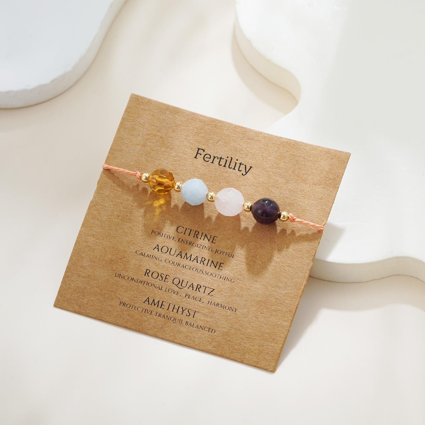 Fezodo Fertility Bracelets For Women, Natural Crystals and Gemstones Energy Healing Crystal Beaded Bracelet Christmas Valentines day Birthday Gift for Friends Women