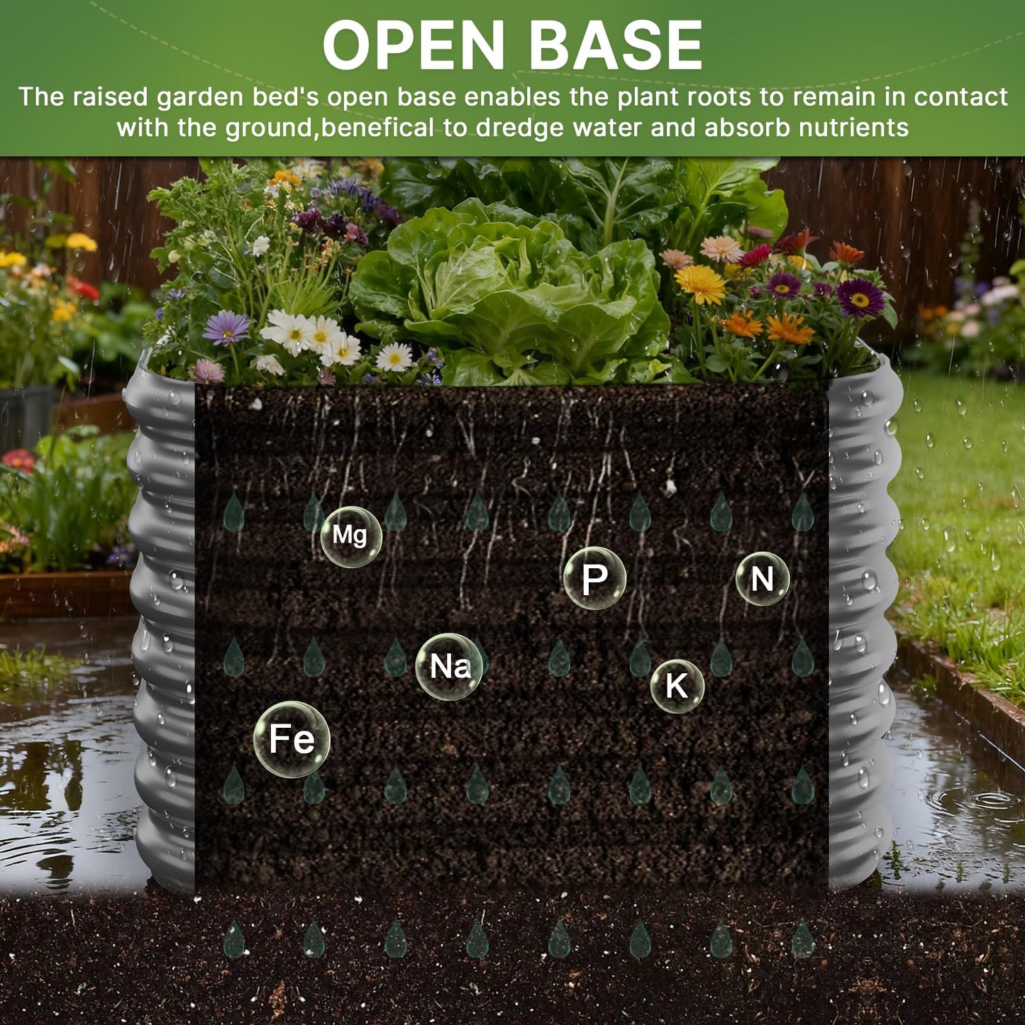 Mostmahes 4 PCS Galvanized Raised Garden Bed Outdoor, Metal Garden Bed for Vegetables, Above Ground Garden Box for Flower, Steel Raised Beds for Gardening - 2FT