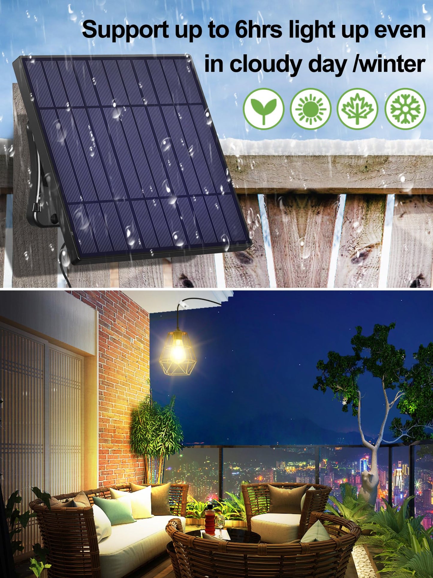 intelamp Solar Pendant Lights Indoor Outdoor, 4000mAh Gazebo Shed Chandeliers with Remote Dust to Dawn Mode 16.4Ft Hanging Lighting Interior for Outside Barns Toolsheds Chicken Coop