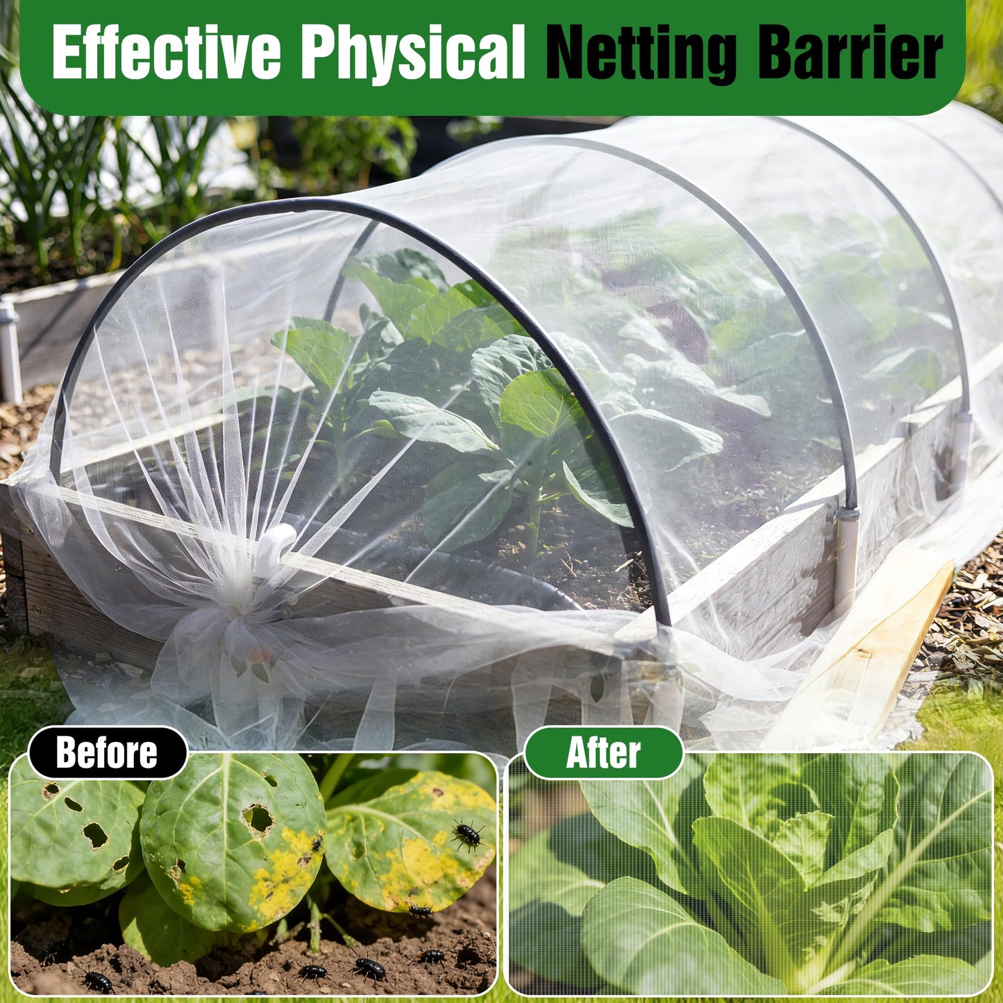 10 X 50FT Garden Mesh Netting Ultra Fine Mesh Netting Pest Barrier for Raised Beds, Mosquito Insect Bug Bird Netting for Blueberry Bushes Strawberry Fruits Vegetables Flowers Plants Cover Protection