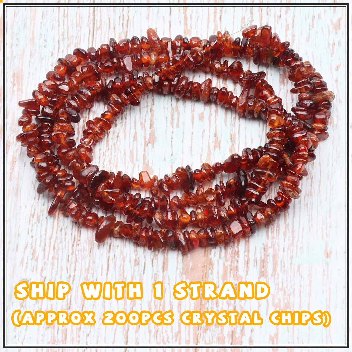 500 pcs Natural Chip Stone Beads, Orange Garnet 5-8 mm Irregular Gemstones Healing Crystal Loose Rocks Bead Hole Drilled for Jewelry Making Bracelet