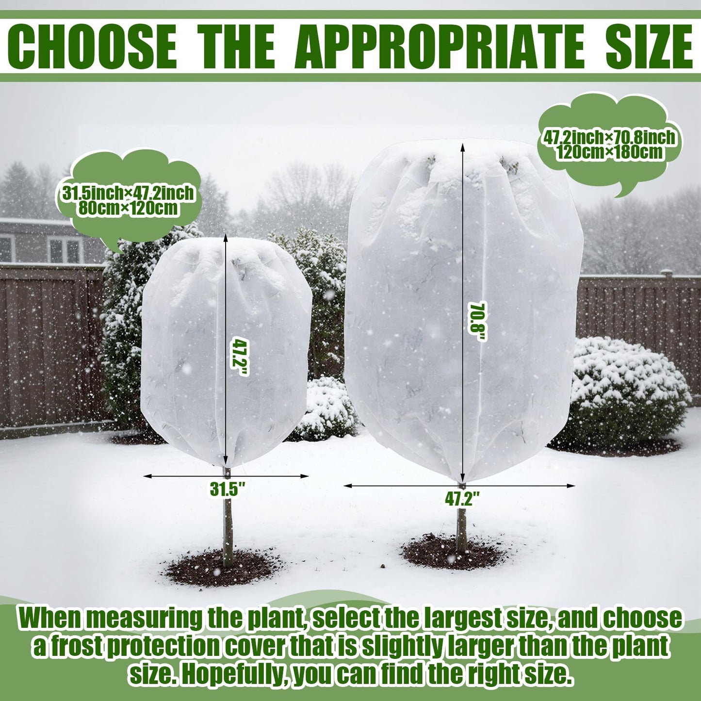 SATINIOR 16 Pcs 32 x 47 Inch Plant Covers Freeze Protection, Reusable Plant Protector Frost Cloth Warm Blankets, Winter Bush Tree Cover with Drawstring Outdoor (White)
