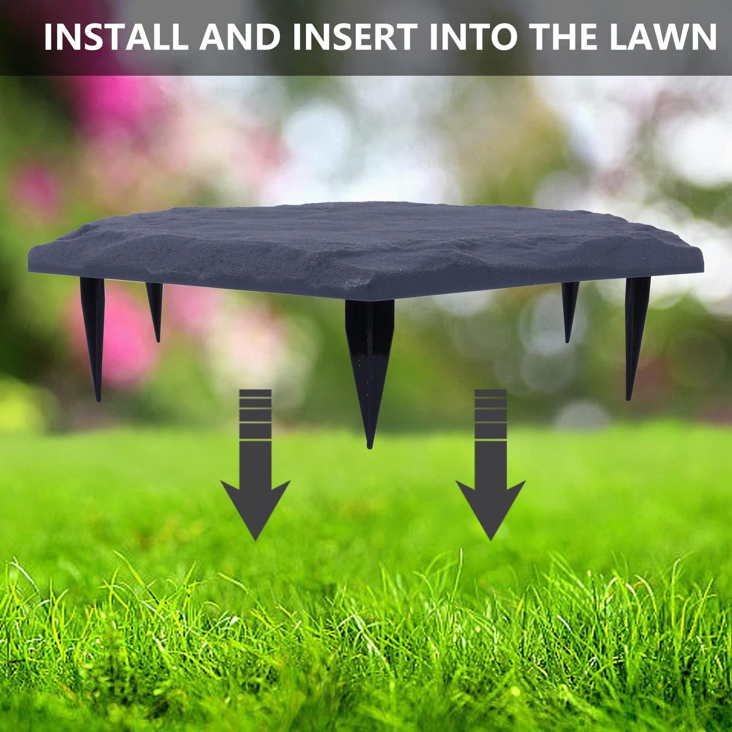 4Pcs Large Stepping Stones Outdoor Garden Walkway, Durable Plastic Pavers for Patio, Pathway, and Landscaping, Weatherproof Stepping Stones with Ground Stakes for Easy Installation