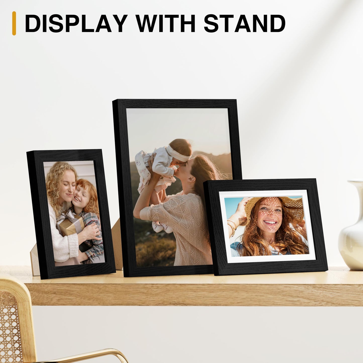 Vittanly 12 Pack Picture Frames Collage Wall Decor for Mounting or Tabletop Display, Gallery Wall Frame Set for Family, Multi Sizes Including 4pcs 8x10, 4pcs 5x7, 4pcs 4x6, Black
