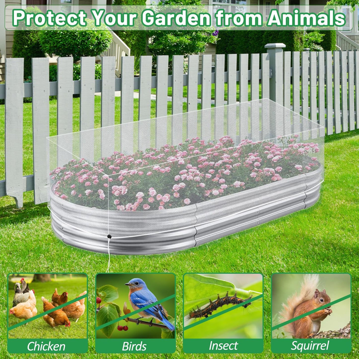 Sunwinx 2 Pack Garden Netting for Raised Beds, 6x3FT Raised Bed Cover for Garden Protection, Ultra Fine Mesh Bird Netting Pest Barrier Screen with Drawstring for Protecting Vegetables Fruits Flowers