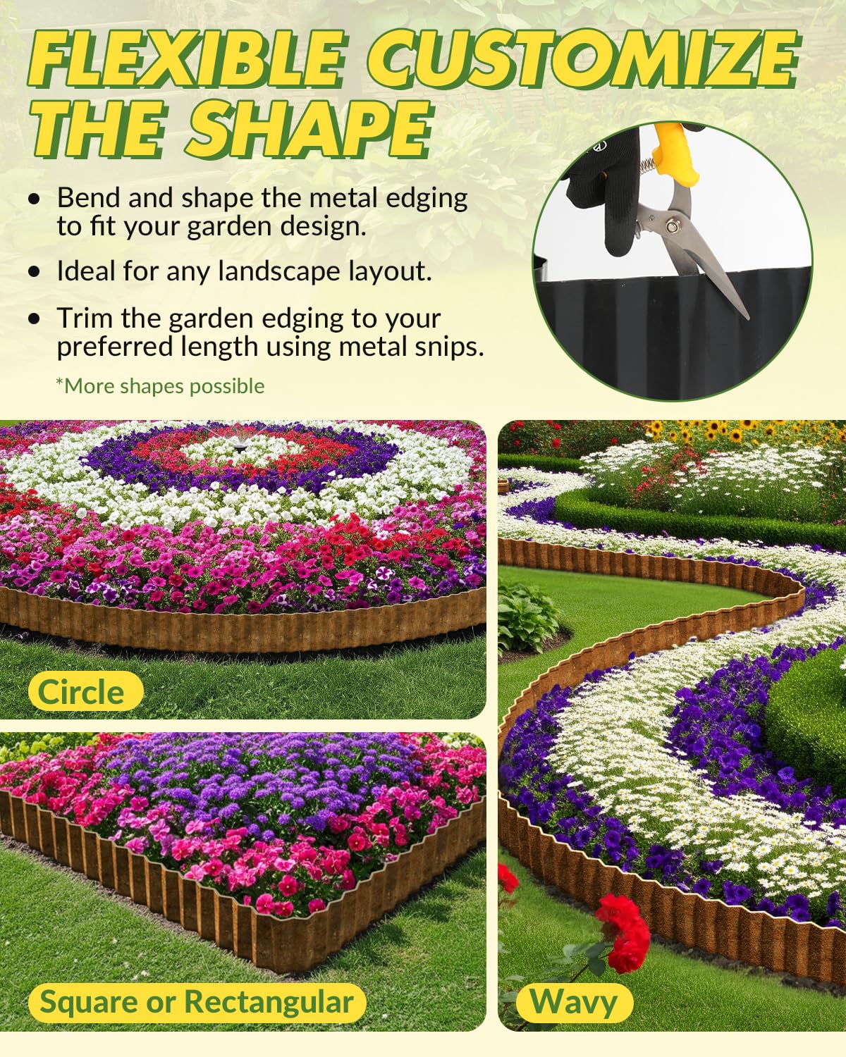 Velway Corrugated Metal Garden Edging - 6" H x 40Ft Sturdy Landscape Edging Border for Lawn, Flower Bed, Paver Edging and Garden Fence - Rusty