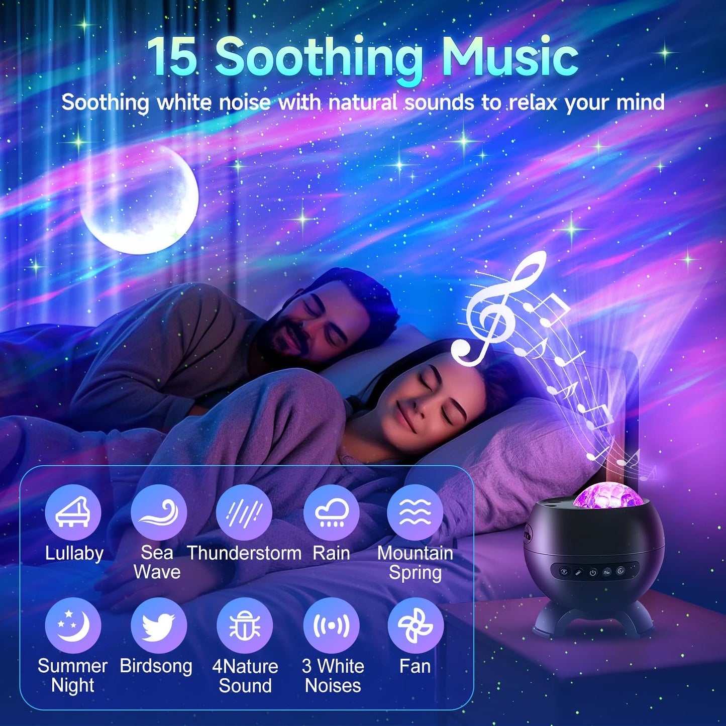 Northern Galaxy Light Projector, 300+Modes & 5 Films Star Projector, 15 White Noise & Bluetooth Northern Lights Projector,Moon Light Projector, Teen Girl Gifts Trendy Stuff, Consumer Electronics.
