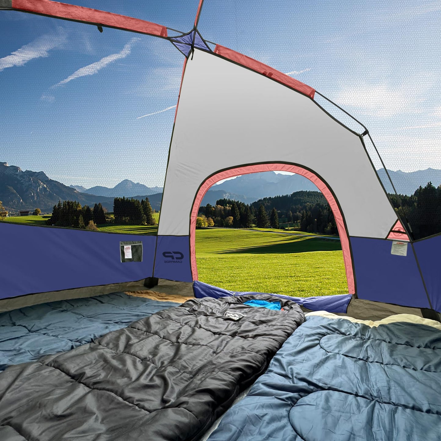 CAMPROS CP 4 Person Camping Tent, Waterproof Dome Tent with Rainfly, Easy Setup Portable Tent with Mesh Window & Carry Bag for Camping