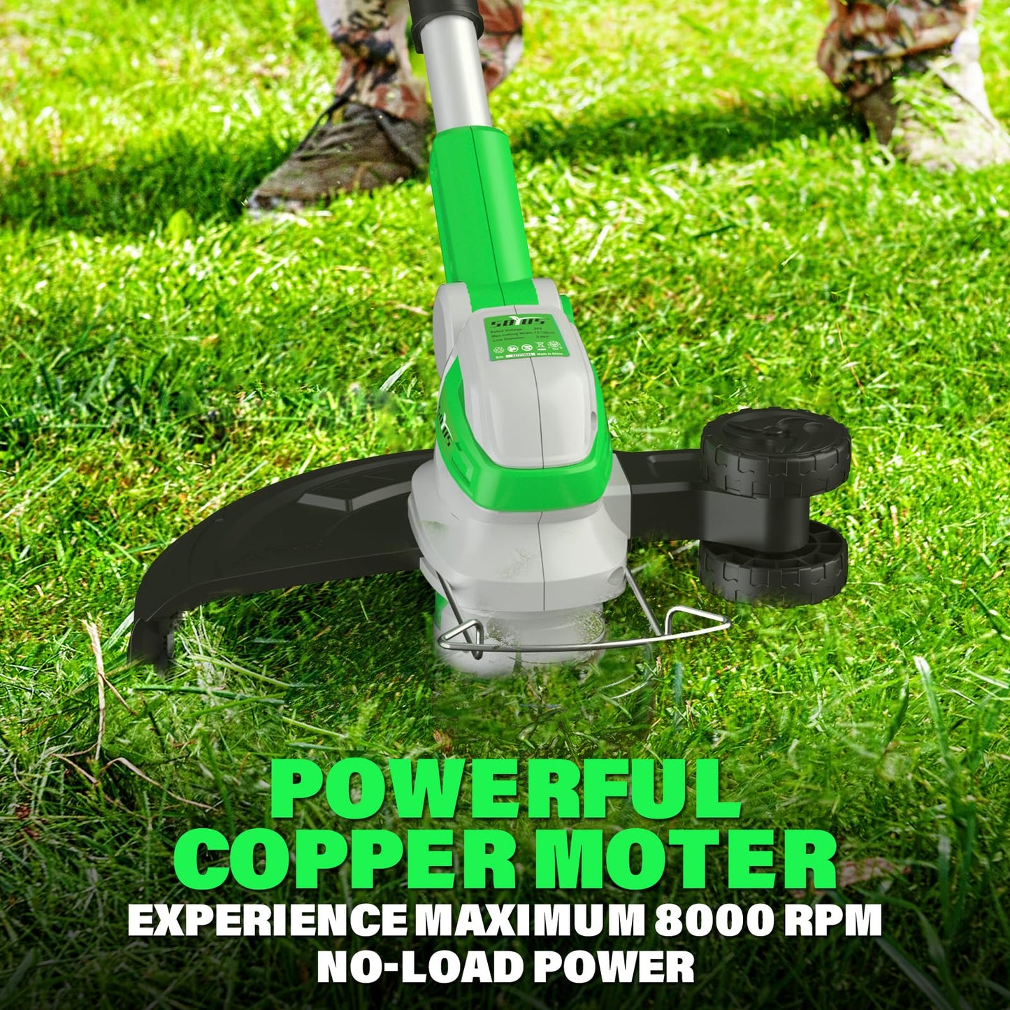 SOYUS 20V Cordless Electric Weed Wacker, 12 Inch String Trimmer Battery Powered with Auto Line Feed, Lightweight Grass Trimmer for Lawn Trimming/Edging with 2X 2.0 Ah Battery and Charger