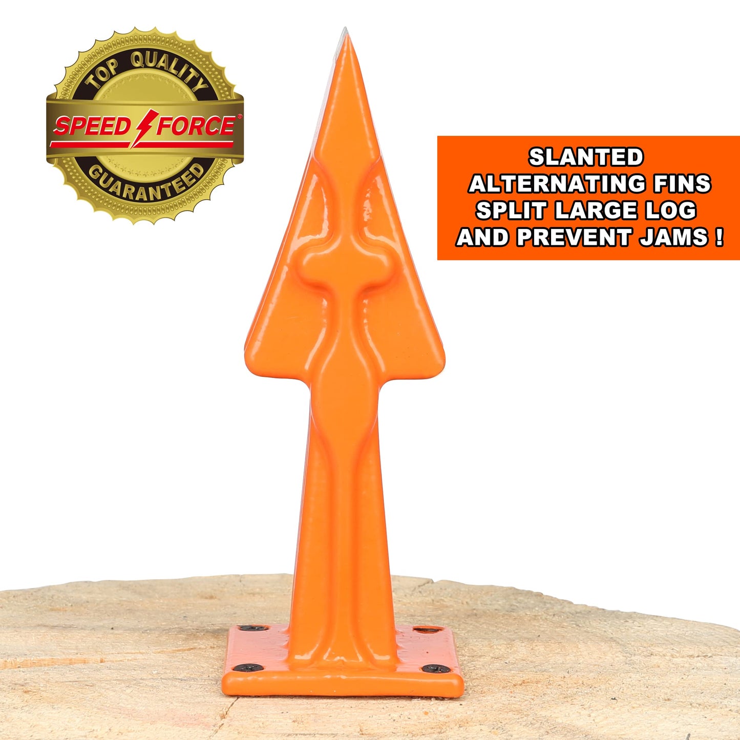 SPEED FORCE Firewood Kindling Log Wood Splitter – No Axe! Wedge Point Splits Firewood, 3 Inch Orange with Safety Cover