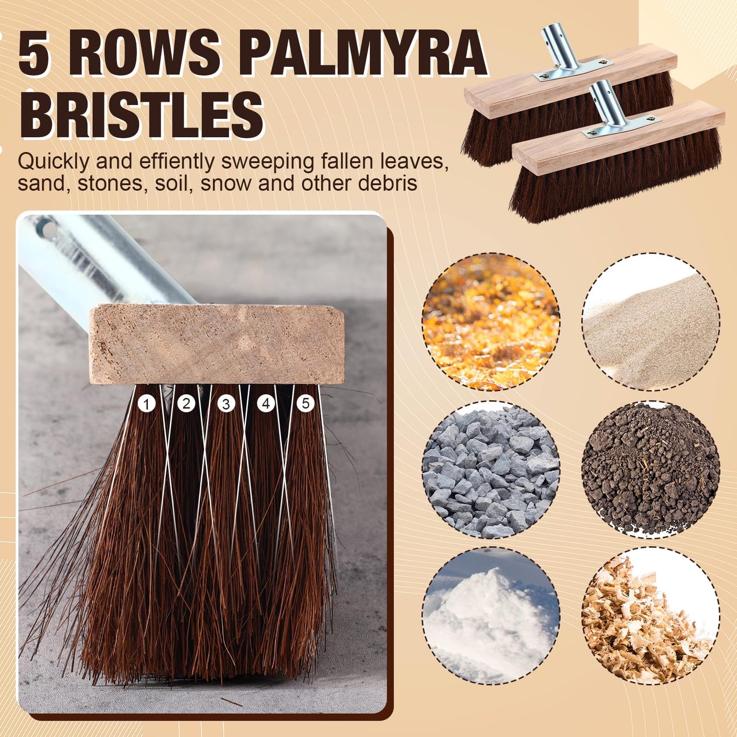 Vesici 6 Pcs Scrub Deck Brush Broom Heads Heavy Duty 10.6 x 2.4 Inch Replacement Wide Brooms for Outdoor Concrete Shop Boat Industrial Push Garage Driveway Farmhouse Cleaning Livestock Back Scratcher