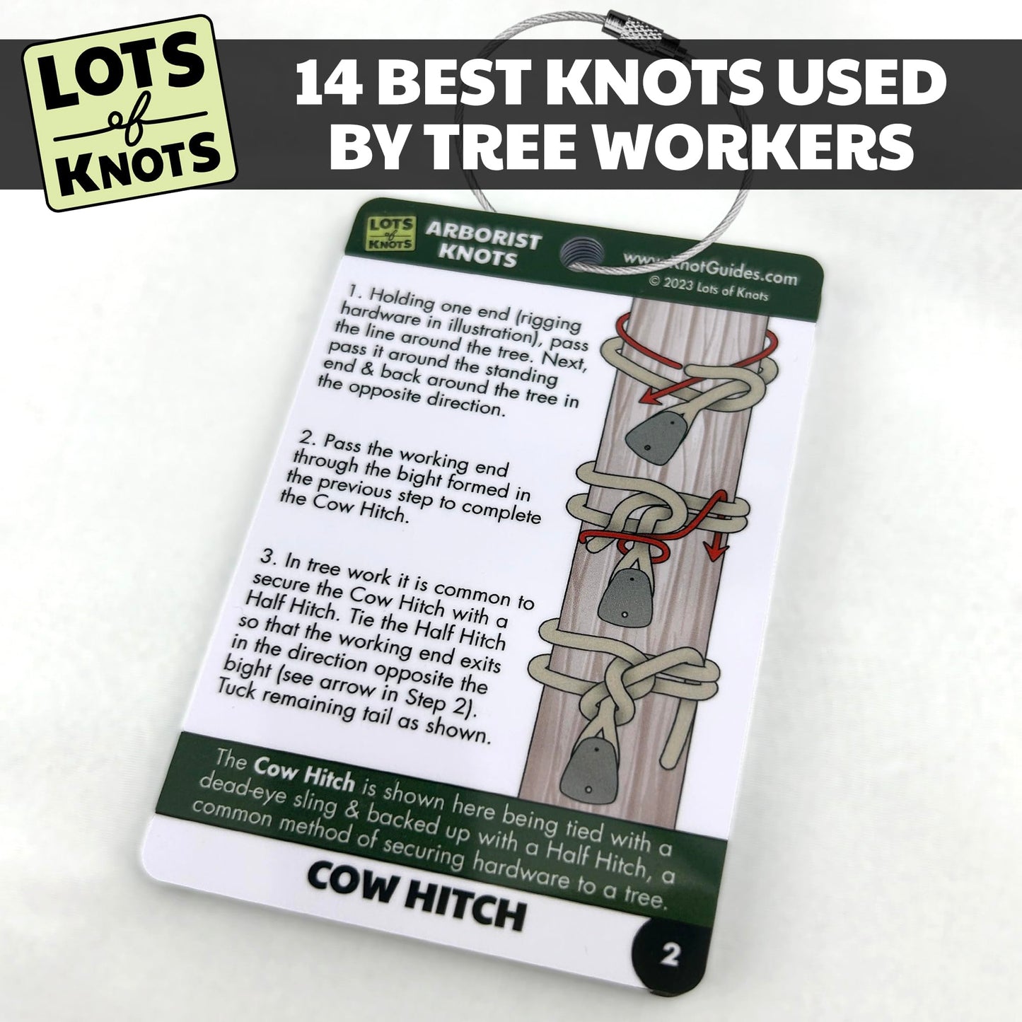 Arborist Knots - Knot Cards for Tree Climbing and Tree Trimming - 14 Page Waterproof Pocket Guide for Arborist Equipment Kit