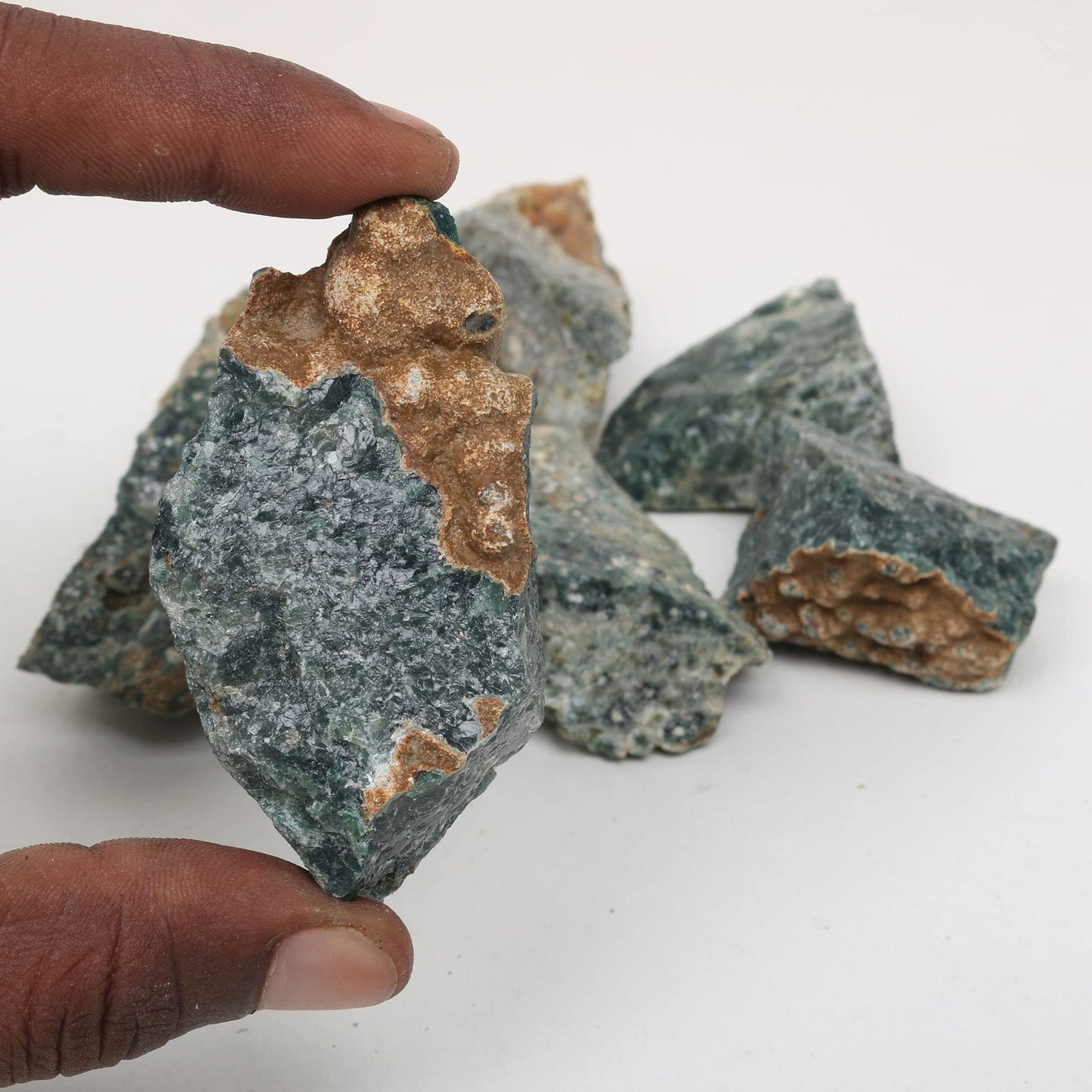 REAL-GEMS Natural Raw Healing Crystals Rough Stones for Tumbling, Cabbing, Polishing, Wire Wrapping, Wicca & Reiki Crystal Healing, Mix Gemstones,7 Chakra (Green Parenite)